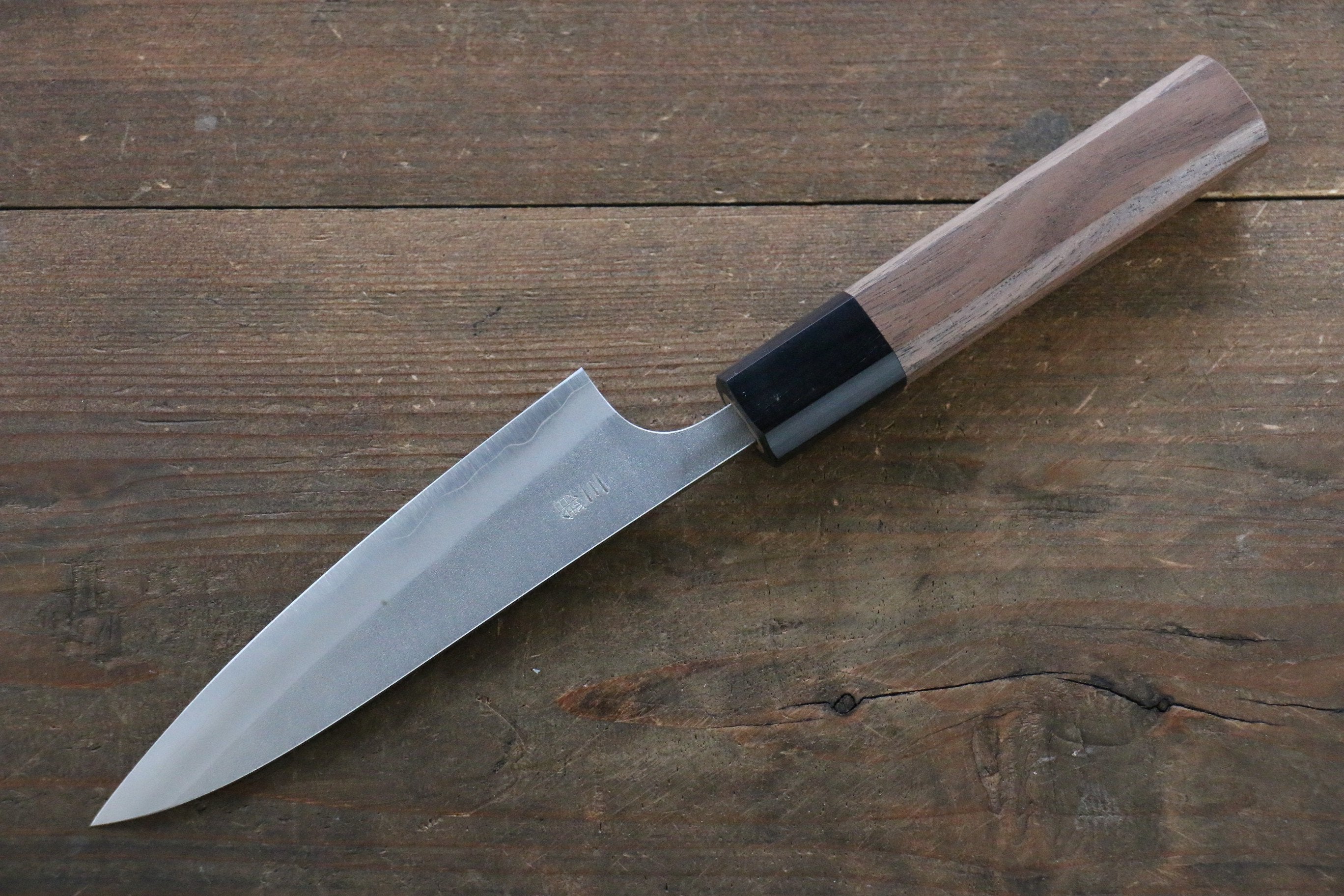 Nao Yamamoto 120mm Silver Steel No.3 Nashiji Petty Utility Knife with Walnut Handle - Perfect for Slicing, Chopping & Precision Kitchen Tasks