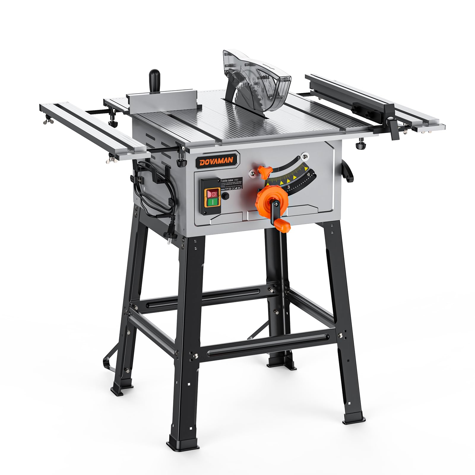 DOVAMAN 10 Inch Portable Table Saw - 15A Power, 4800 RPM, 2.05/2.87 Inch Max Cutting Depth, 45° Bevel Cutting, 36 Inch Rip Capacity - Ideal for Woodworking, DIY Projects & Home Renovations
