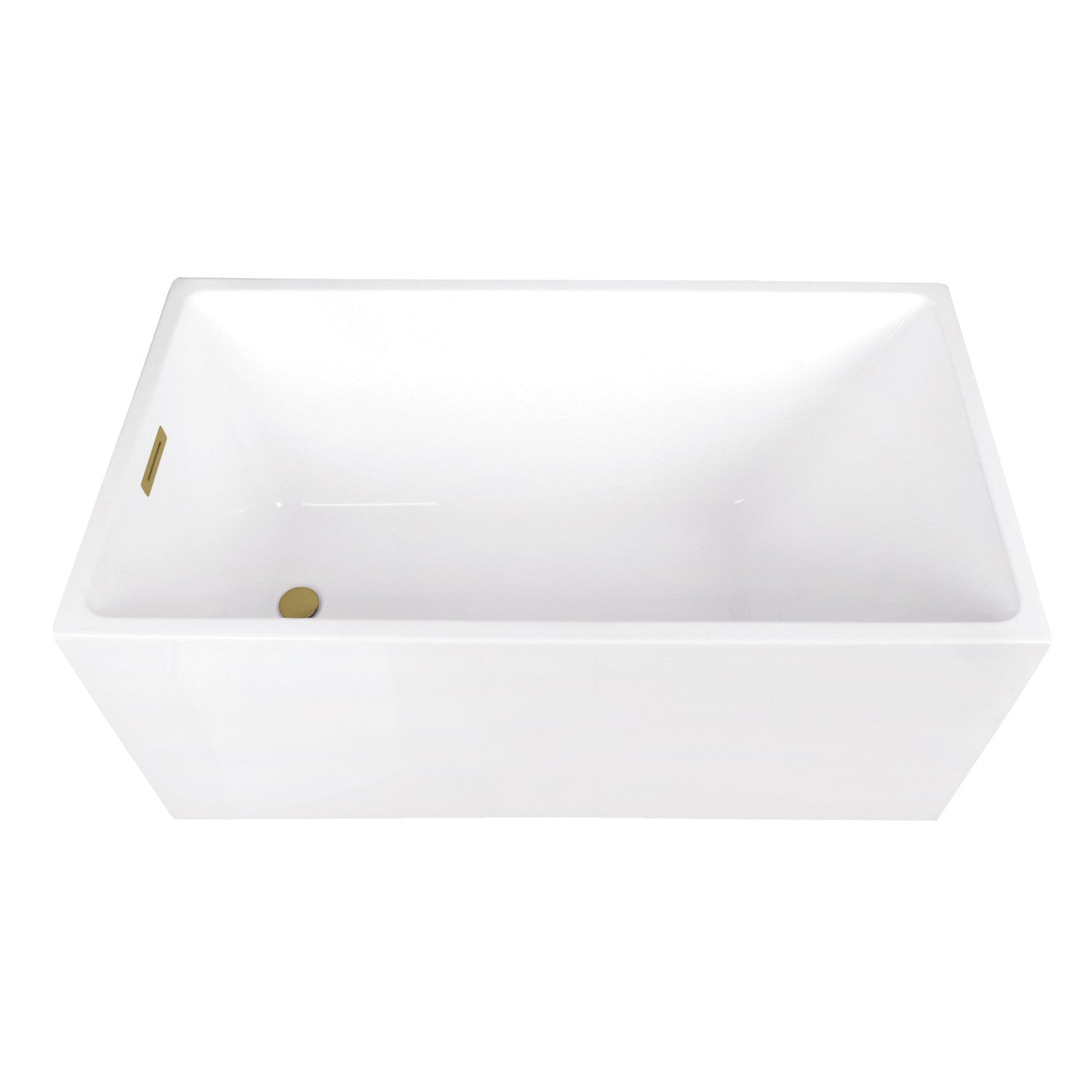 Aqua Eden 51 Inch Acrylic Freestanding Bathtub - Rectangular Double Ended Soaking Tub with Drain, Glossy White & Brushed Brass Finish | Perfect for Luxury Bathrooms, Spa Retreats & Master Suites