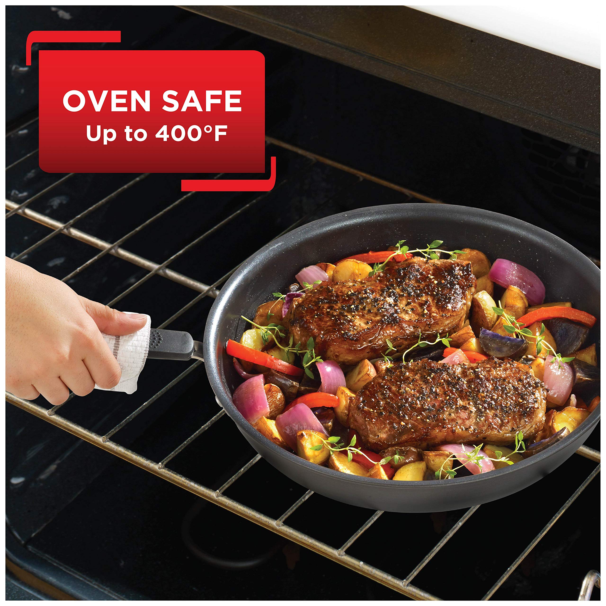 T-fal 12-Piece Hard Anodized Nonstick Cookware Set - Black Pots and Pans with Dishwasher Safe Coating | Perfect for Home Cooking, Professional Kitchens & Gift Giving