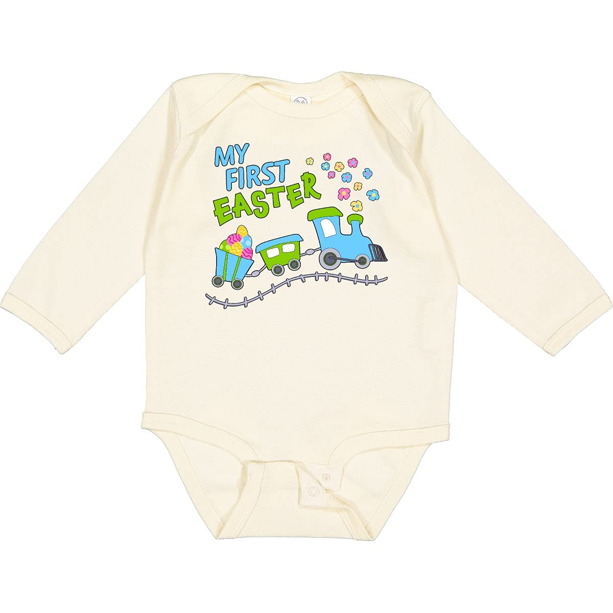 Inktastic My First Easter Train Long Sleeve Baby Bodysuit - Adorable Easter Outfit for Newborns & Infants - Perfect for Easter Photos, Family Gatherings & Spring Celebrations