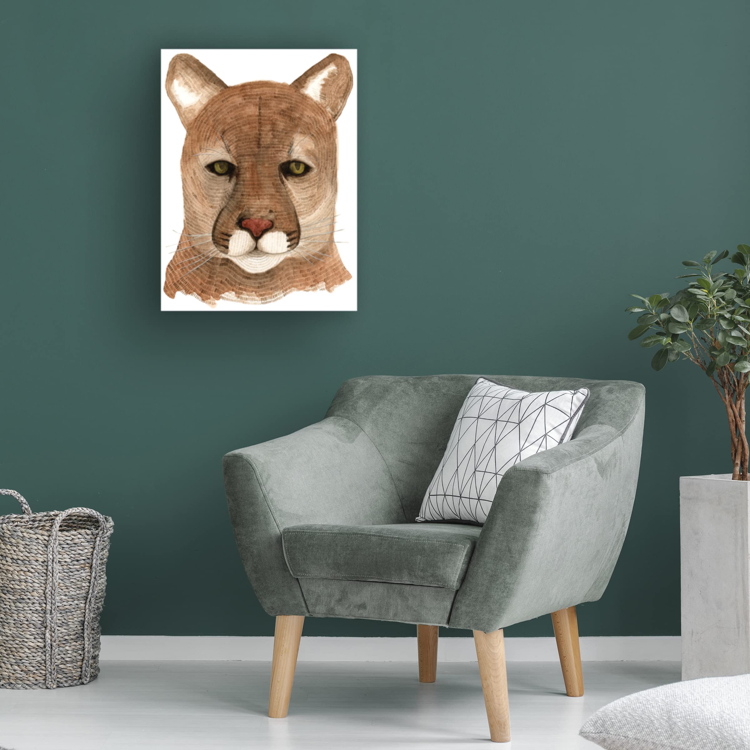 Trademark Fine Art 'Cougar' Canvas Wall Art by Jeannine Saylor - Stunning Wildlife Painting for Living Room, Bedroom & Office Decor