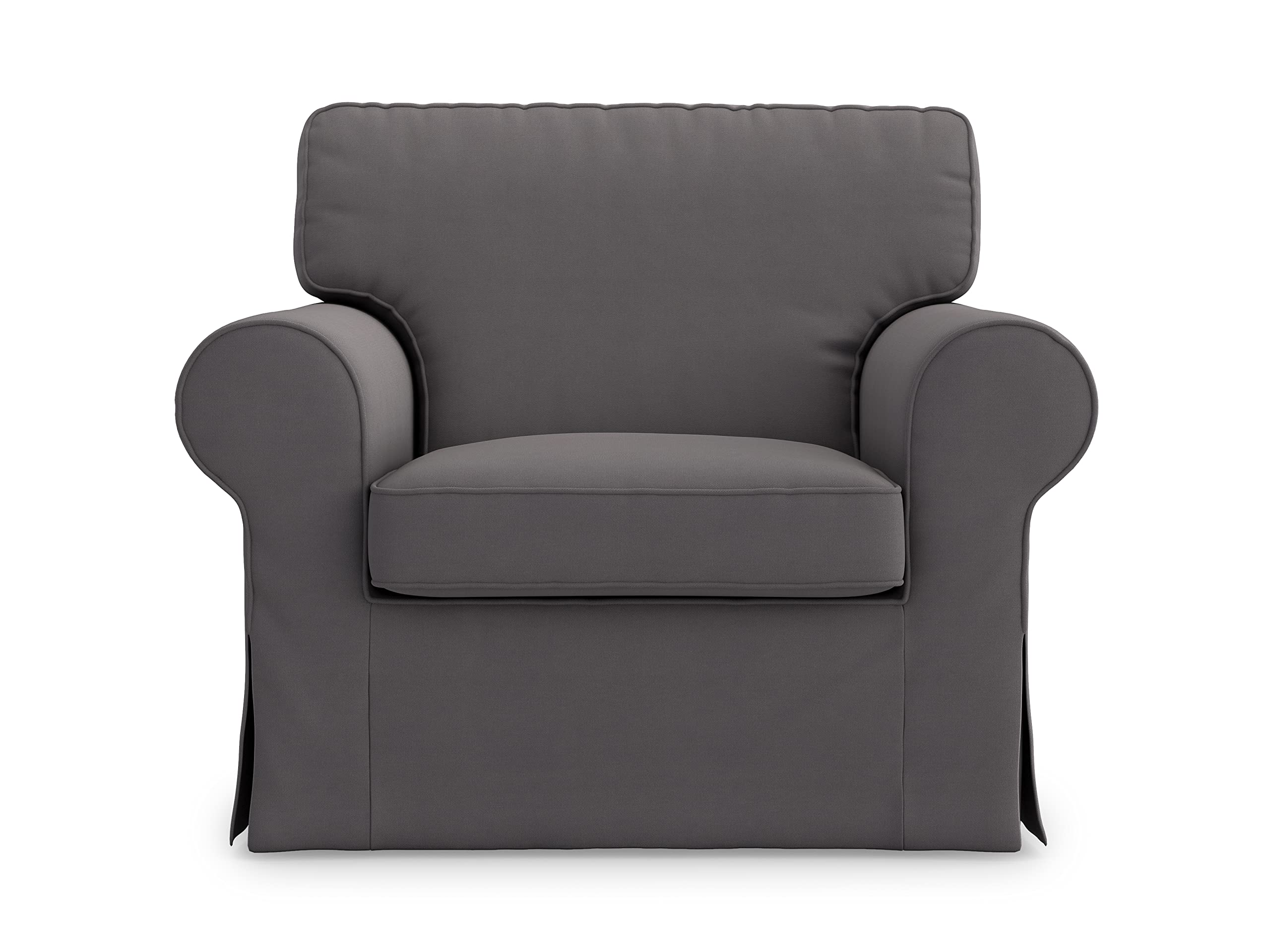 MASTERS OF COVERS Ektorp Armchair Slipcover - 5 Color Cotton Replacement Cover for IKEA Ektorp Chair (Dark Grey) - Perfect for Living Room, Bedroom & Home Decor - Not Compatible with Uppland Series Sofa