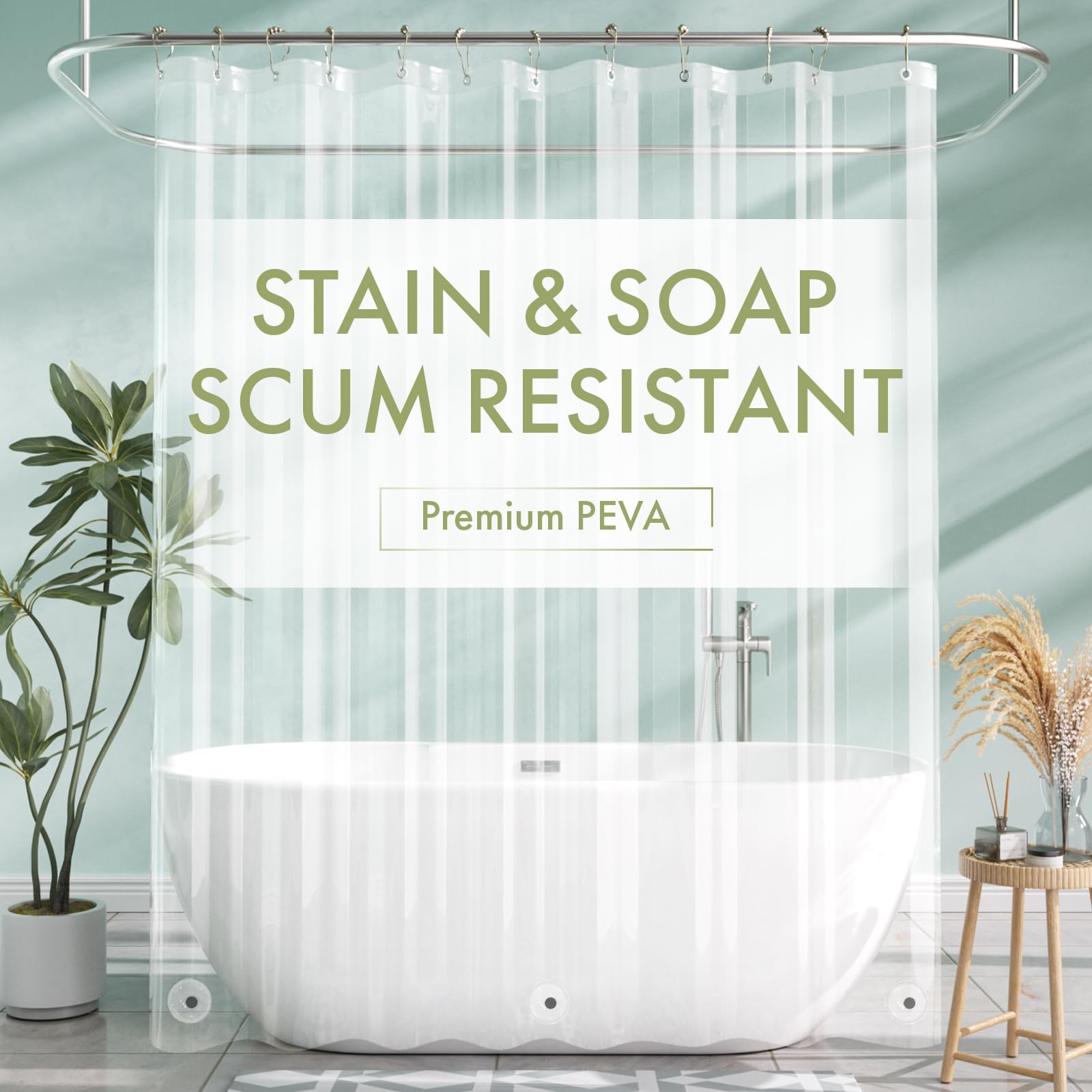 AmazerBath Extra Long Clear PEVA Shower Curtain Liner - 72x84 Inches, Waterproof Plastic Bathroom Liner with 3 Magnets for Tall Showers | Perfect for Large Bathtubs, Spacious Bathrooms & Hotel Use