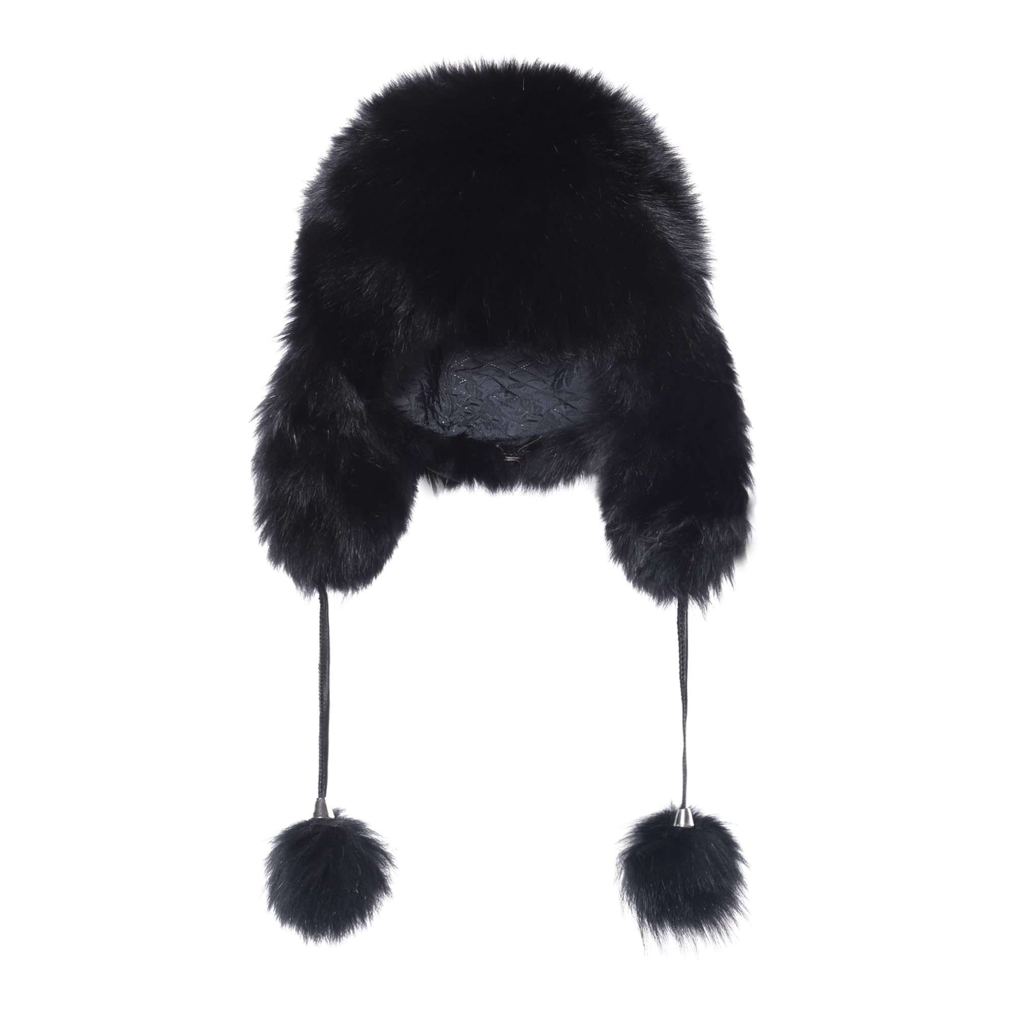 Fur Story Women's Fur Trapper Hat with Sheepskin Earflaps - Warm Winter Hat with Pom Pom for Cold Weather & Outdoor Activities
