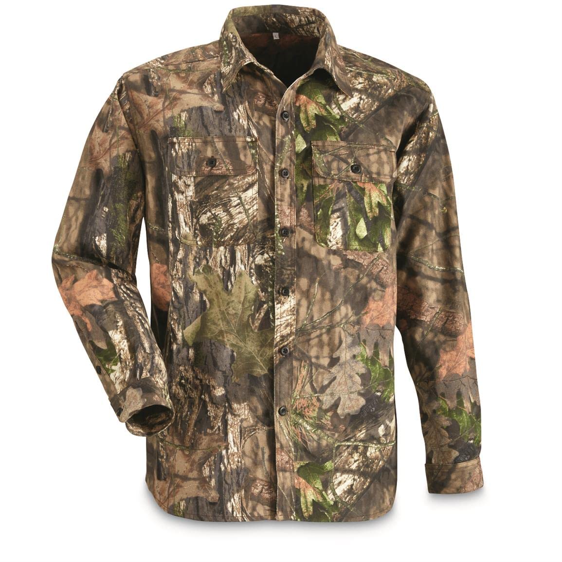 Guide Gear Men's Camo Button-Up Shirt - Long Sleeve Hunting Camouflage Shirt for Outdoor Activities | Perfect for Hunting, Hiking & Camping