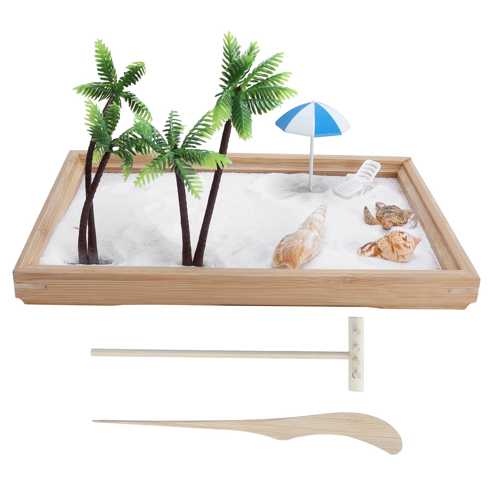 Mini Zen Garden Sandbox - Desktop Meditation Decor with Coconut Tree for Stress Relief, Home Office, and Relaxation | Perfect for Mindfulness, Anxiety Relief, and Workspace Decoration