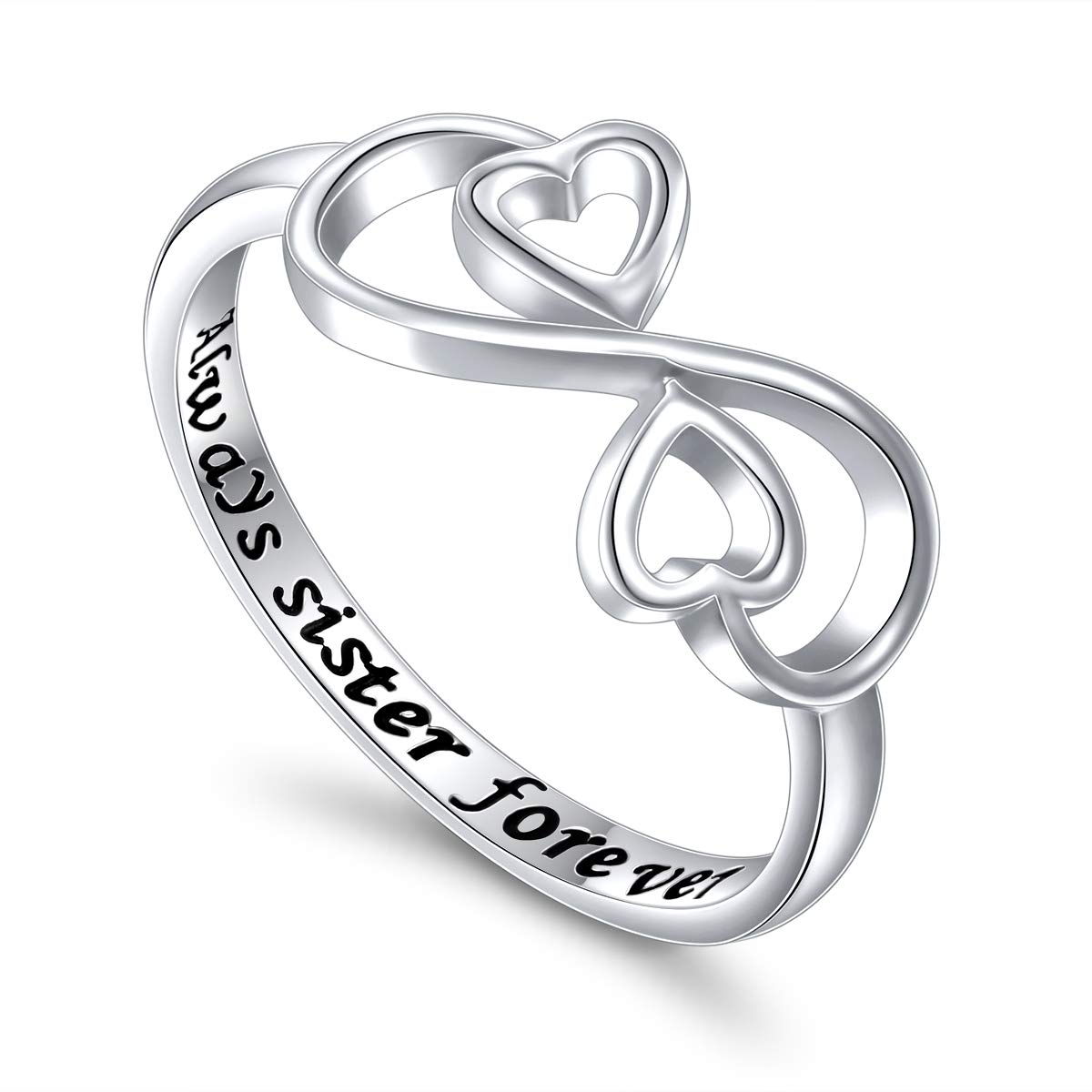 Sterling Silver Infinity Ring for Sister Gift - Size 5-10 - Best Friend Jewelry for Birthdays & Anniversaries