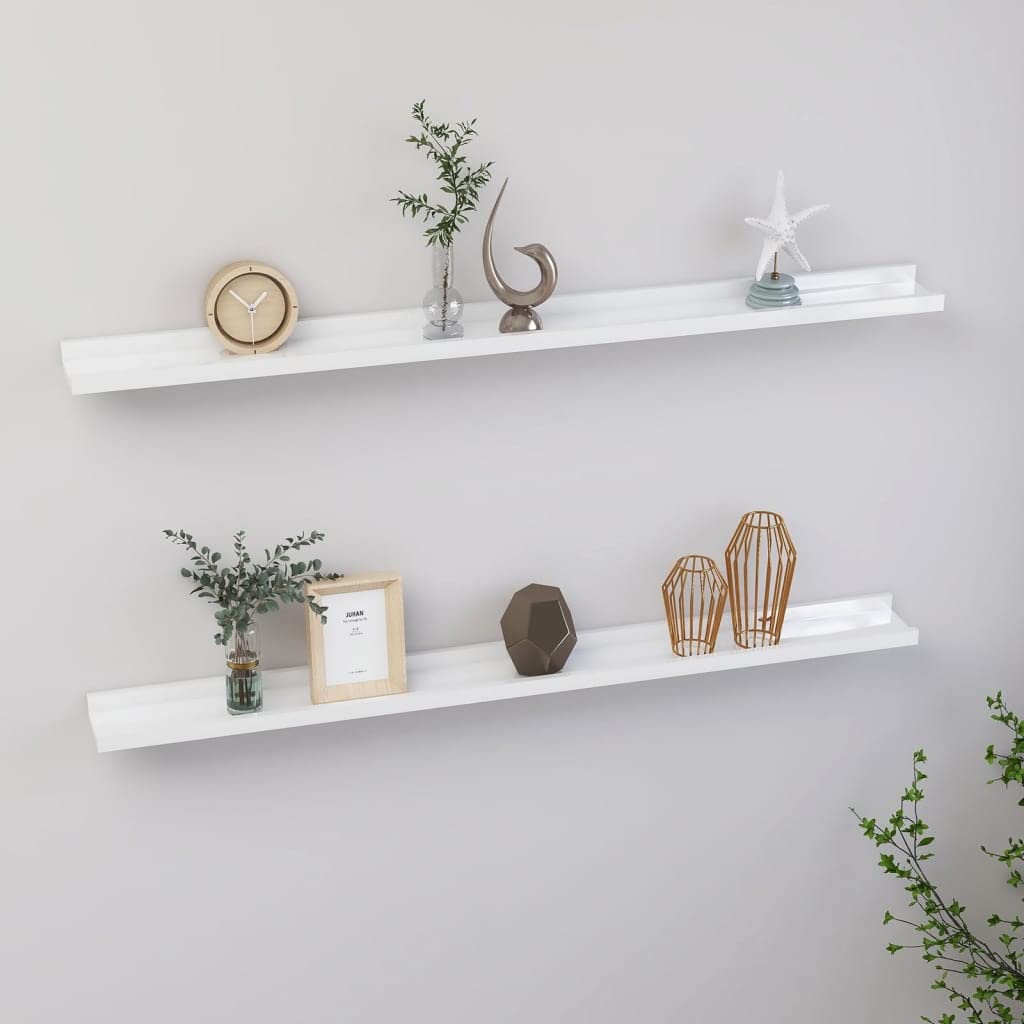2-Pack High Gloss White Floating Wall Shelves - 39.4