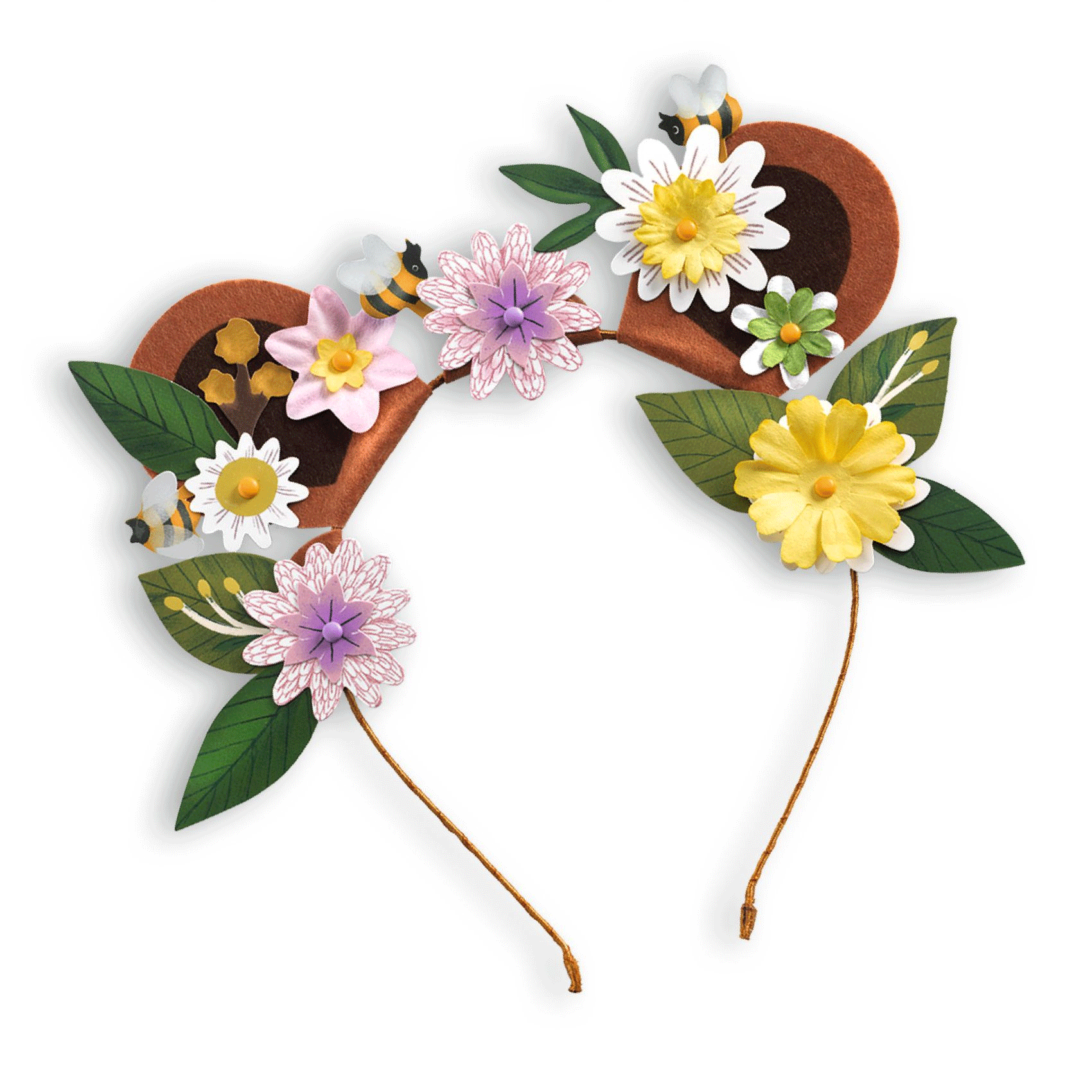DIY Flower Friends Headbands Craft Kit by Djeco - Creative Kids Art Project for Parties, Dress-Up & Pretend Play
