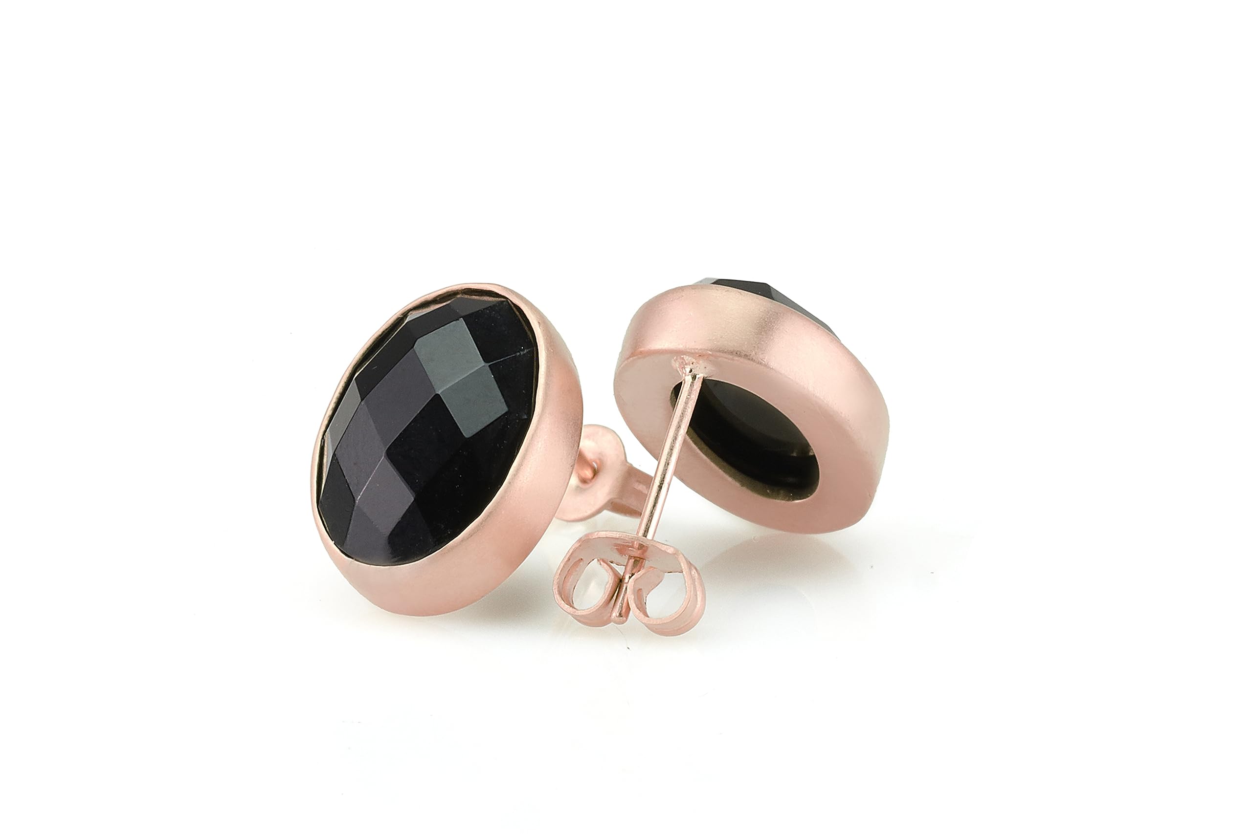 Black Onyx Stud Earrings in 18k Gold Vermeil - Minimalist Oval Gemstone Jewelry with Gold Bezel Setting - Perfect for Everyday Wear, Office & Special Occasions