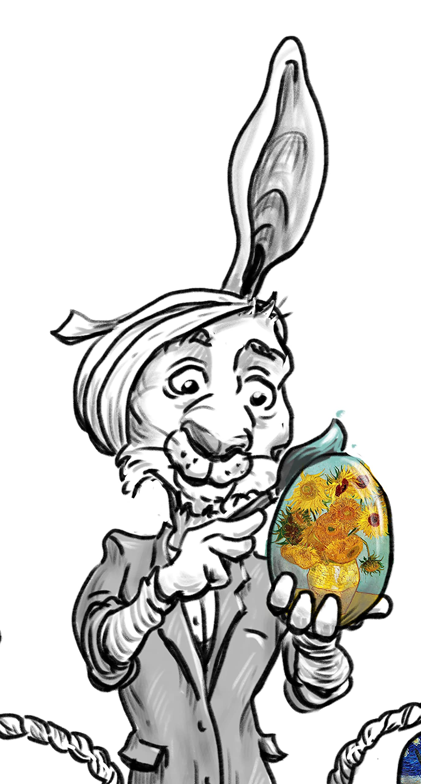 Easter Egg Artists Cartoon/Illustration - Hand-Signed Artwork with Mat & Quality Frame (Black) | Perfect for Home Decor, Easter Gifts & Art Collectors