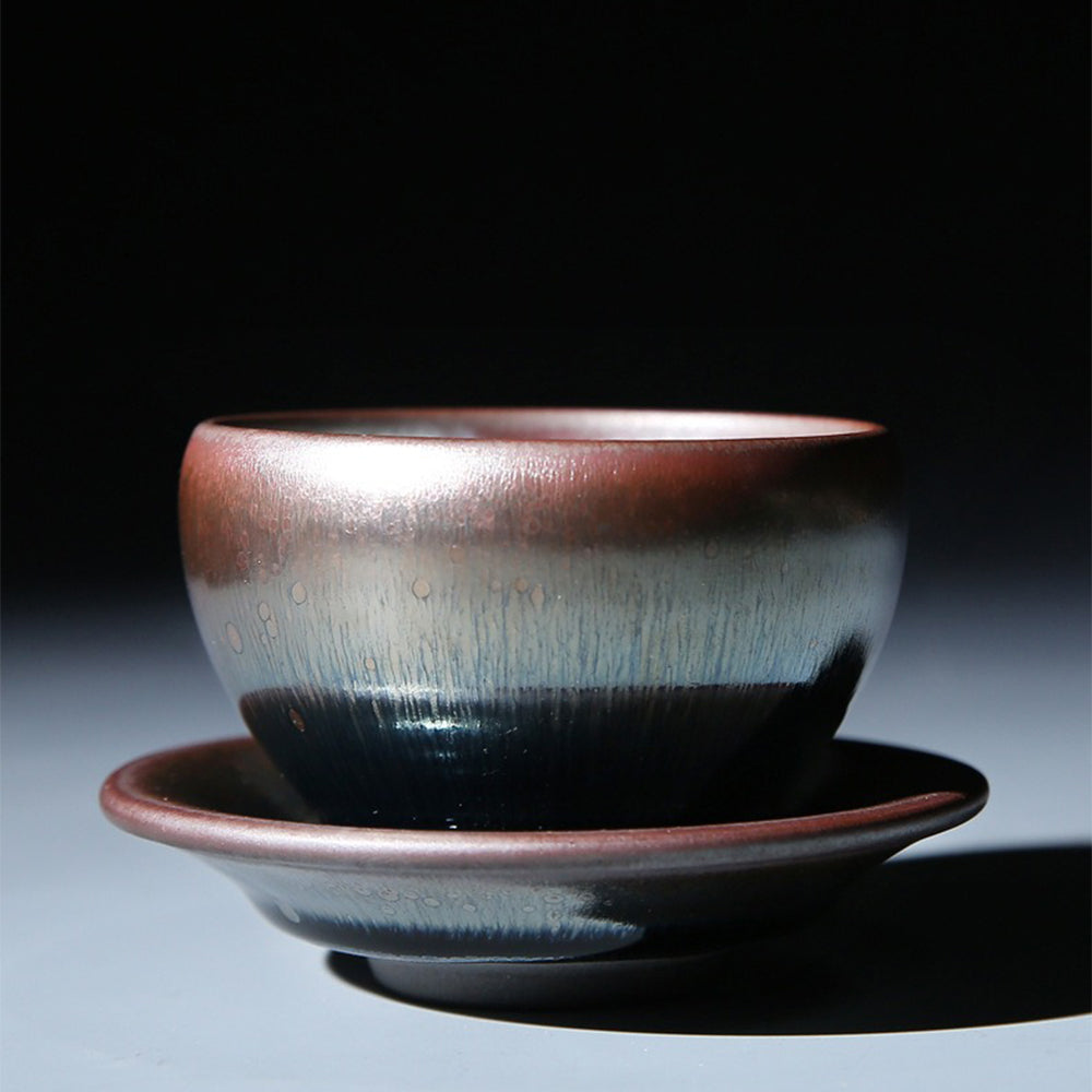 Premium Japanese Tenmoku Jian Zhan Matcha Tea Set - Authentic Handcrafted Ceramic Bowl & Whisk for Traditional Tea Ceremony | Perfect for Zen Meditation, Gift Giving & Japanese Tea Culture Enthusiasts