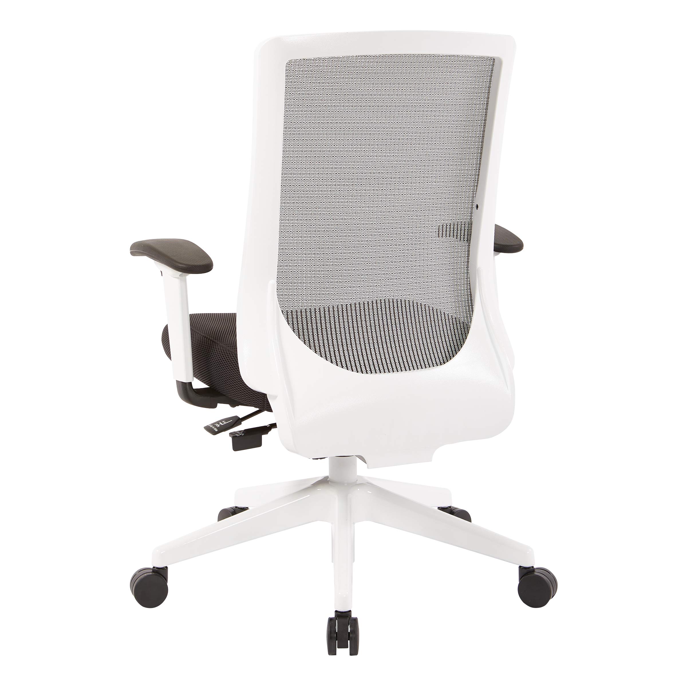 Space Seating 521 Series Ergonomic High Back Mesh Office Chair - Adjustable Height Arms, Seat Slider & Tilt Function - White & Black - Perfect for Home Office, Gaming & Workspace Comfort
