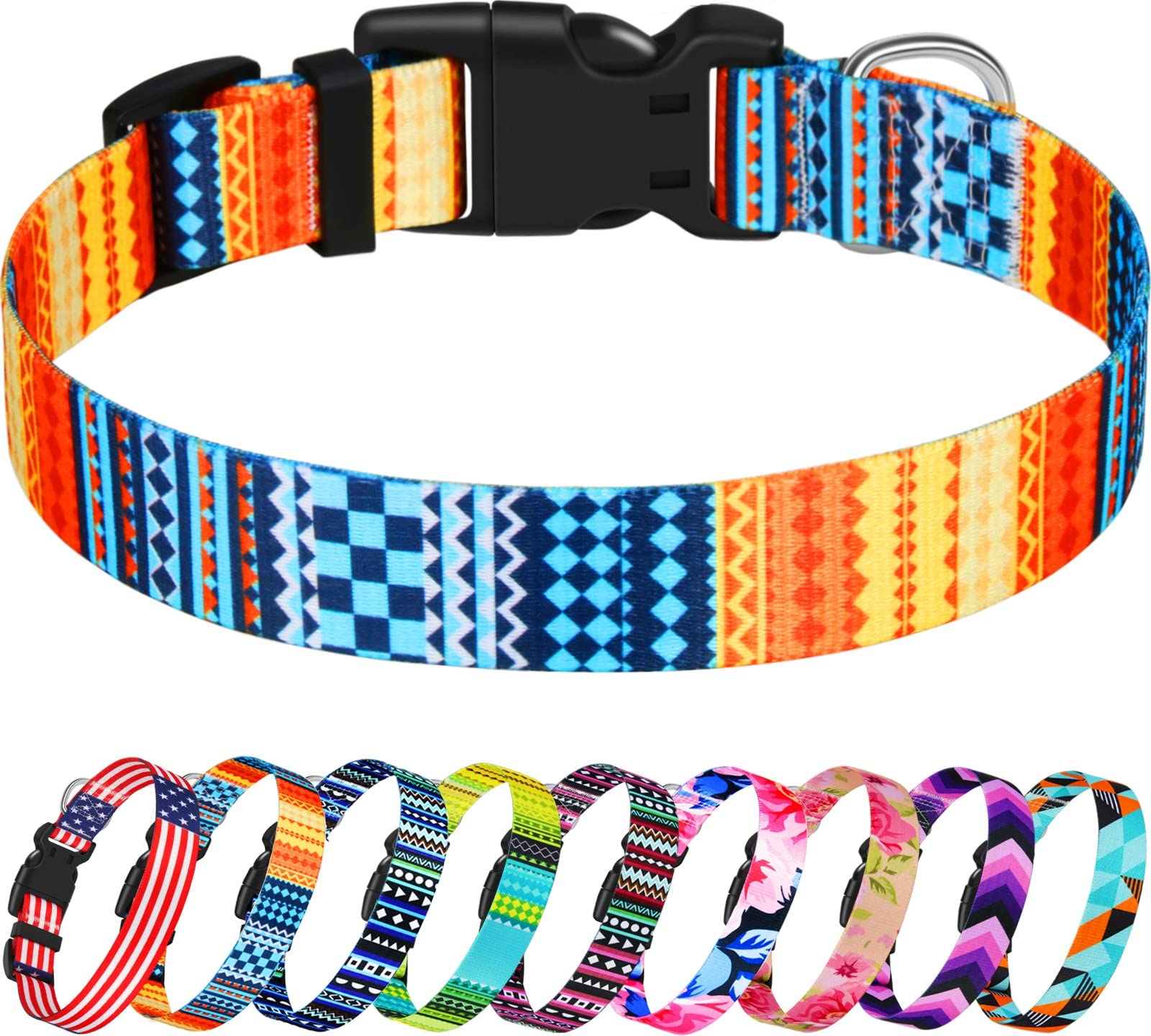 Taglory Unique Designer Soft Dog Collar - Adjustable Western Style Pet Collar for Small, Medium & Large Dogs - Perfect for Daily Walks, Training & Outdoor Adventures