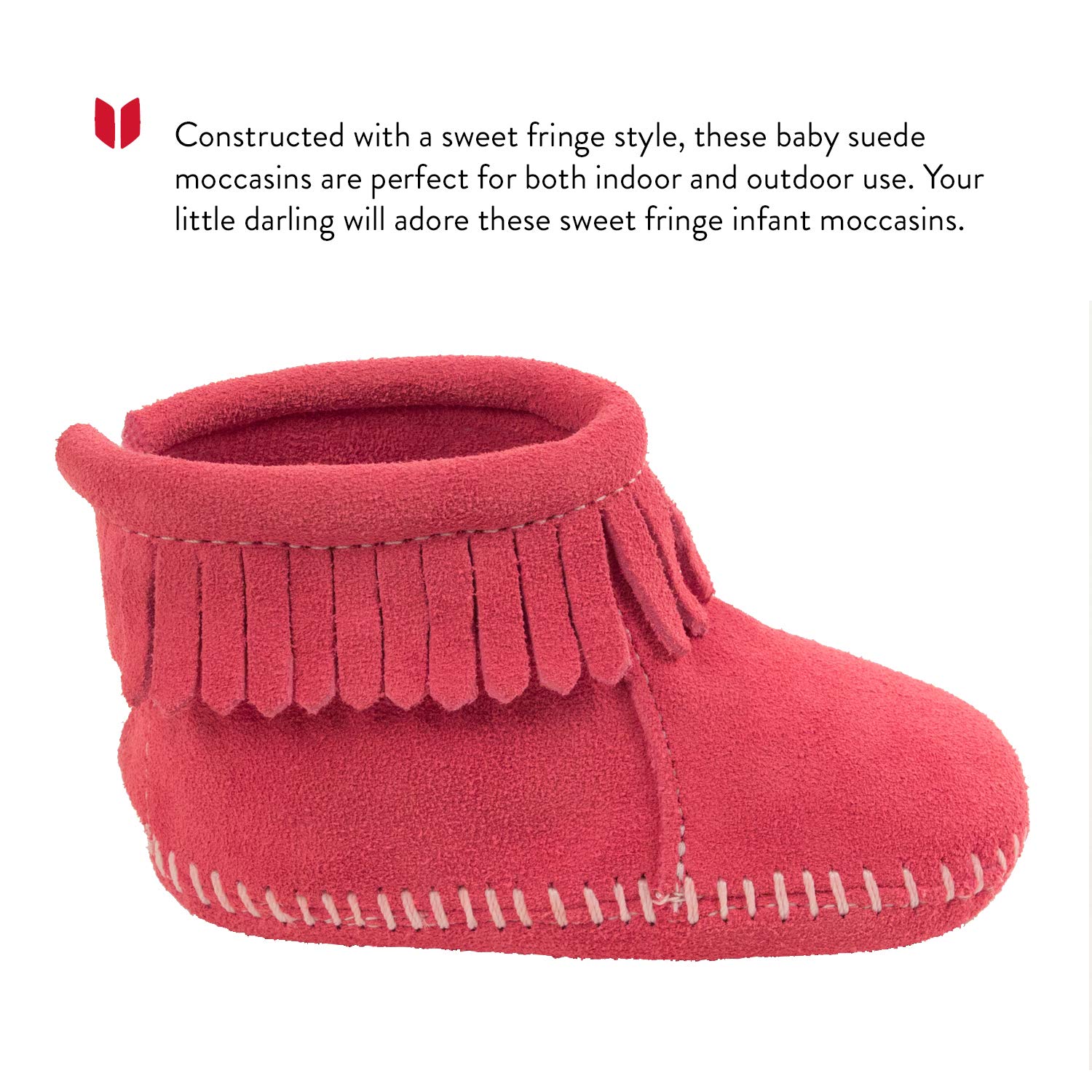 Minnetonka Velcro Back Flap Bootie for Toddlers - Soft Leather Moccasin Shoes for Boys & Girls - Perfect for Indoor Play, Outdoor Adventures & Casual Wear