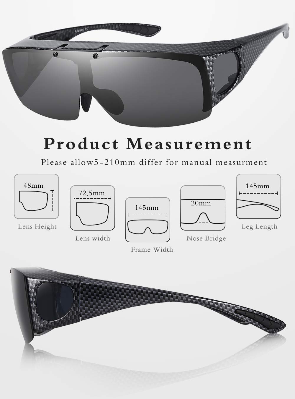 Polarized Flip-Up Over Glasses Sunglasses for Men & Women - UV Protection, Anti-Glare, Comfortable Fit for Driving, Fishing & Outdoor Activities