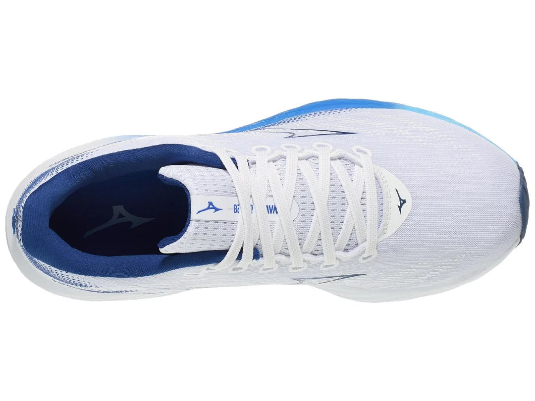 New Balance Men's Wave Rider 28 Running Shoes - White/Estate Blue - Lightweight Cushioned Sneakers for Jogging, Gym Workouts & Everyday Wear