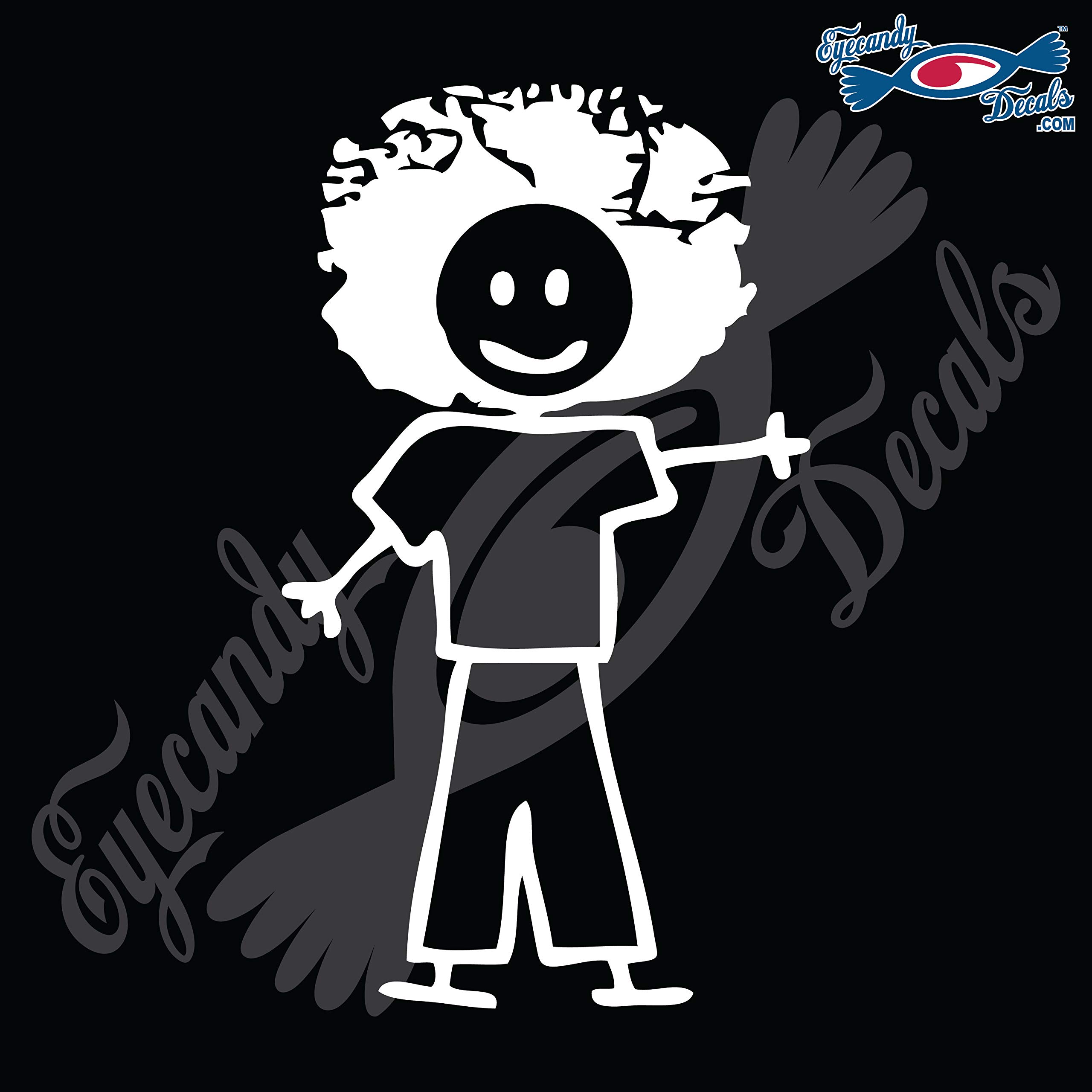 5 Inch White Stick Family Man with Afro Car Decal Sticker - Perfect for Car Windows, Laptops, and DIY Decor