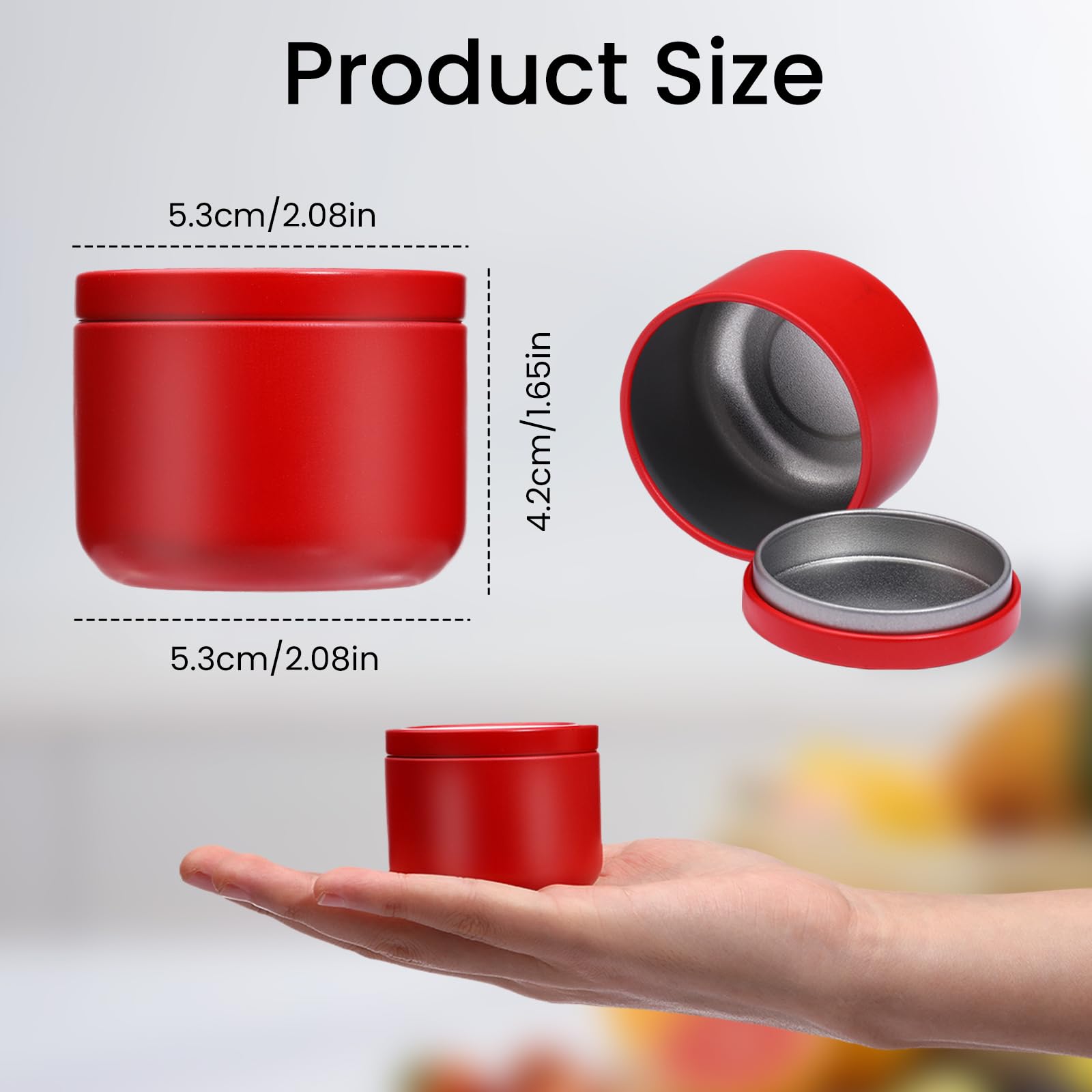 YASUOA 6-Pack Airtight Tea Storage Tins - Premium Iron Canisters for Loose Leaf Tea, Coffee Beans, Spices & Candy | Portable Sealed Containers with Lids for Kitchen Pantry Organization, Candle Making & DIY Crafts (Red)