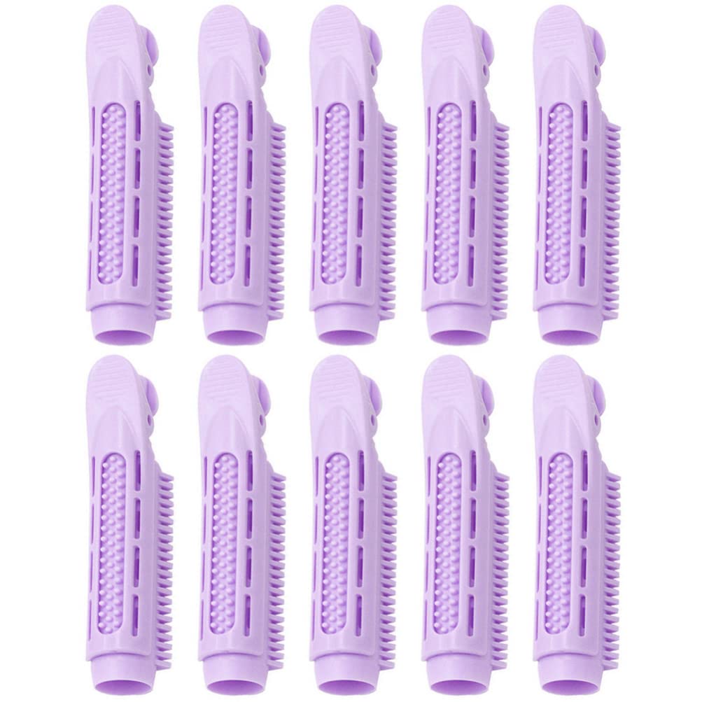 10pcs Purple ABS Hair Rollers for Volume & Curls - Big Roll Clamp Hair Curler Set for Wavy & Curly Hairstyles - Perfect for Salon, Home Styling & DIY Hair Care