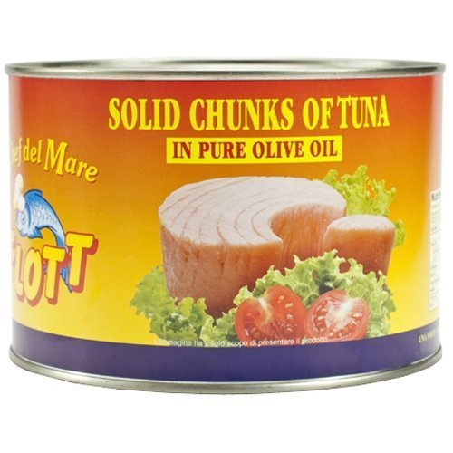 Premium Solid White Tuna Chunks in Extra Virgin Olive Oil - 3 lb Can (Pack of 1) by Flott | Wild Caught, High Protein, Keto & Paleo Friendly | Perfect for Salads, Sandwiches & Pasta Dishes