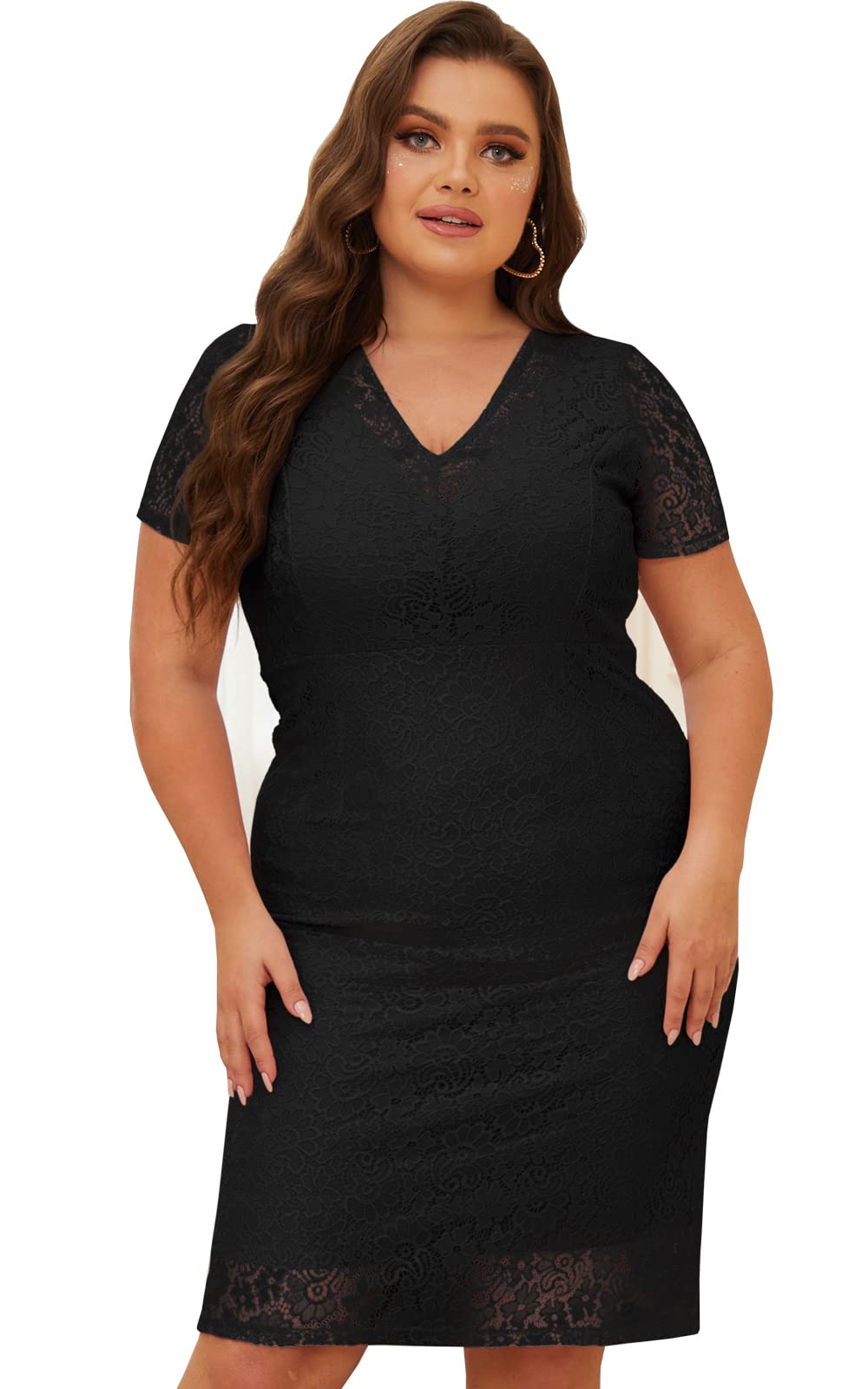 Sexy Plus Size Bodycon Wrap Cocktail Dress for Women - Lace Summer Party Dress for Night Out, Date Night & Special Occasions