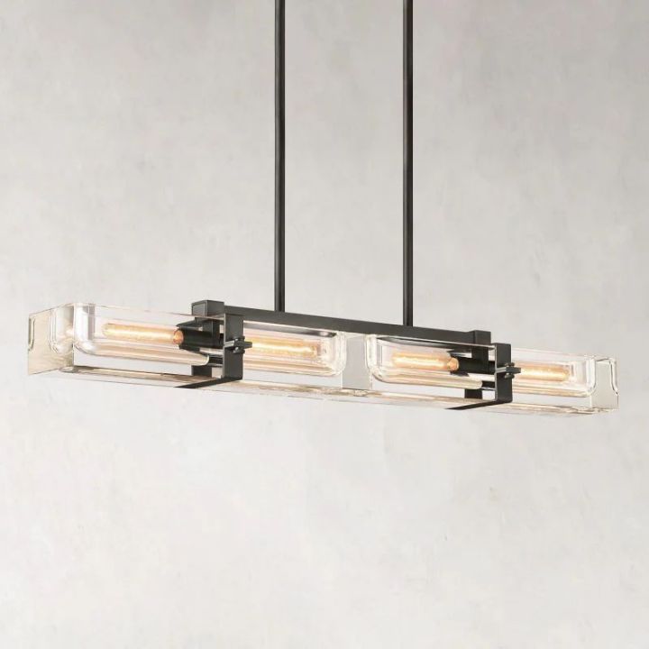 Eloise 48-Inch Linear Chandelier - Modern Crystal Pendant Lighting Fixture for Dining Room, Kitchen Island & Bedroom