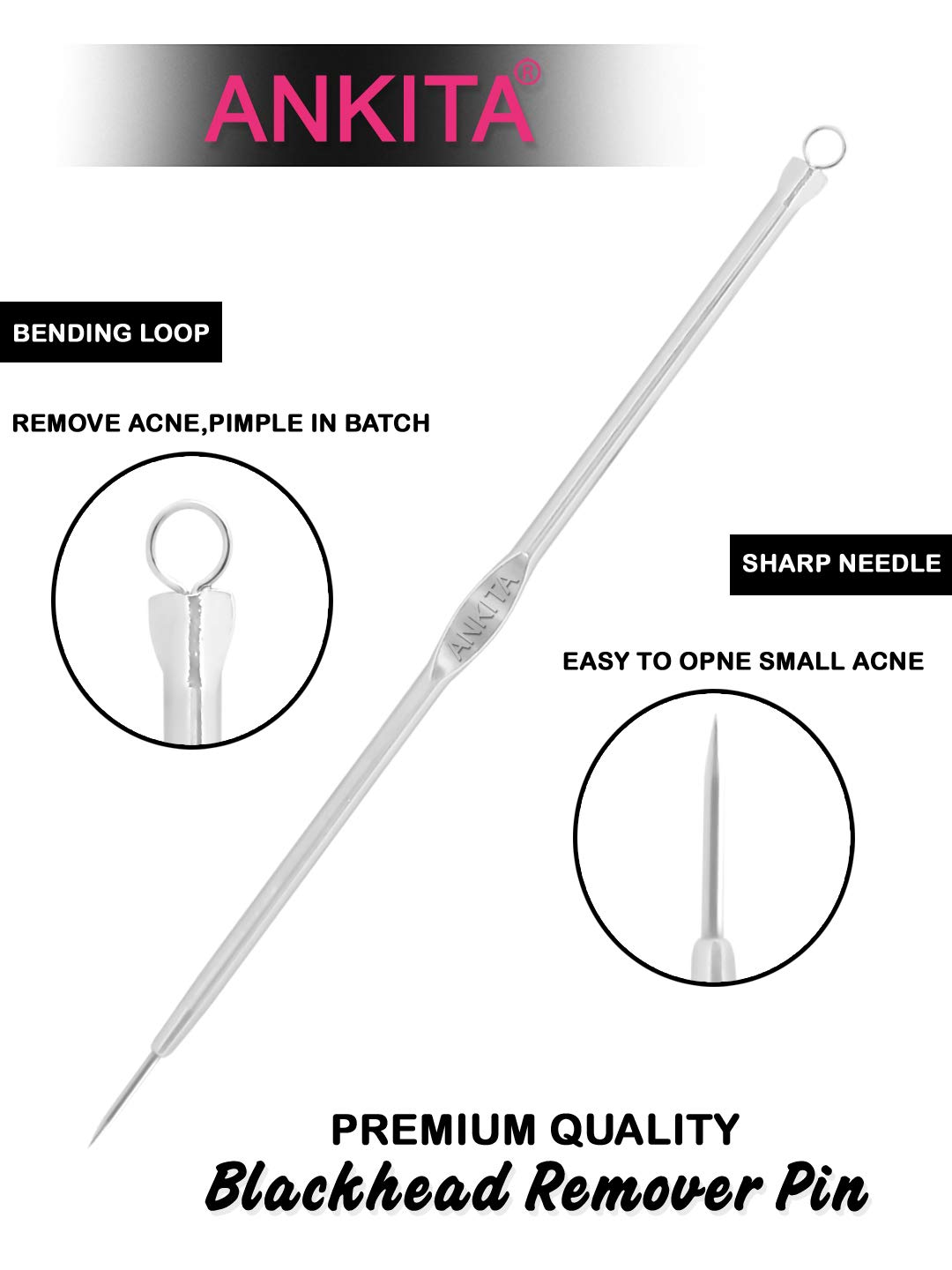 Professional Blackhead Remover Kit - Round & Pointed Pimple Popper Tools + Cuticle Scissors for Acne Treatment & Nail Care | Perfect for Home Spa, Facial Care & Manicure Routine