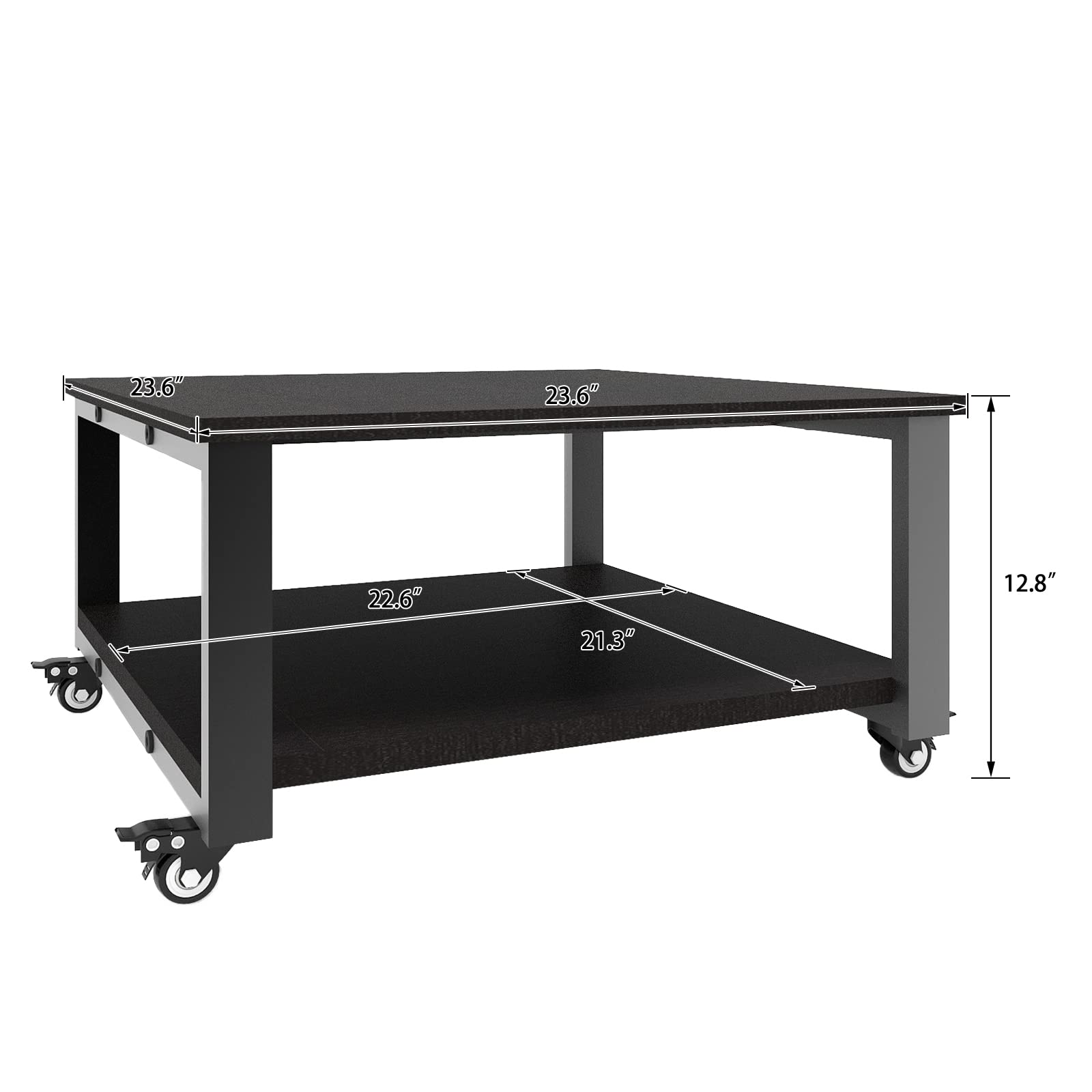 2-Tier Heavy Duty Rolling Laser Printer Stand with Paper Storage Shelf - 23.6