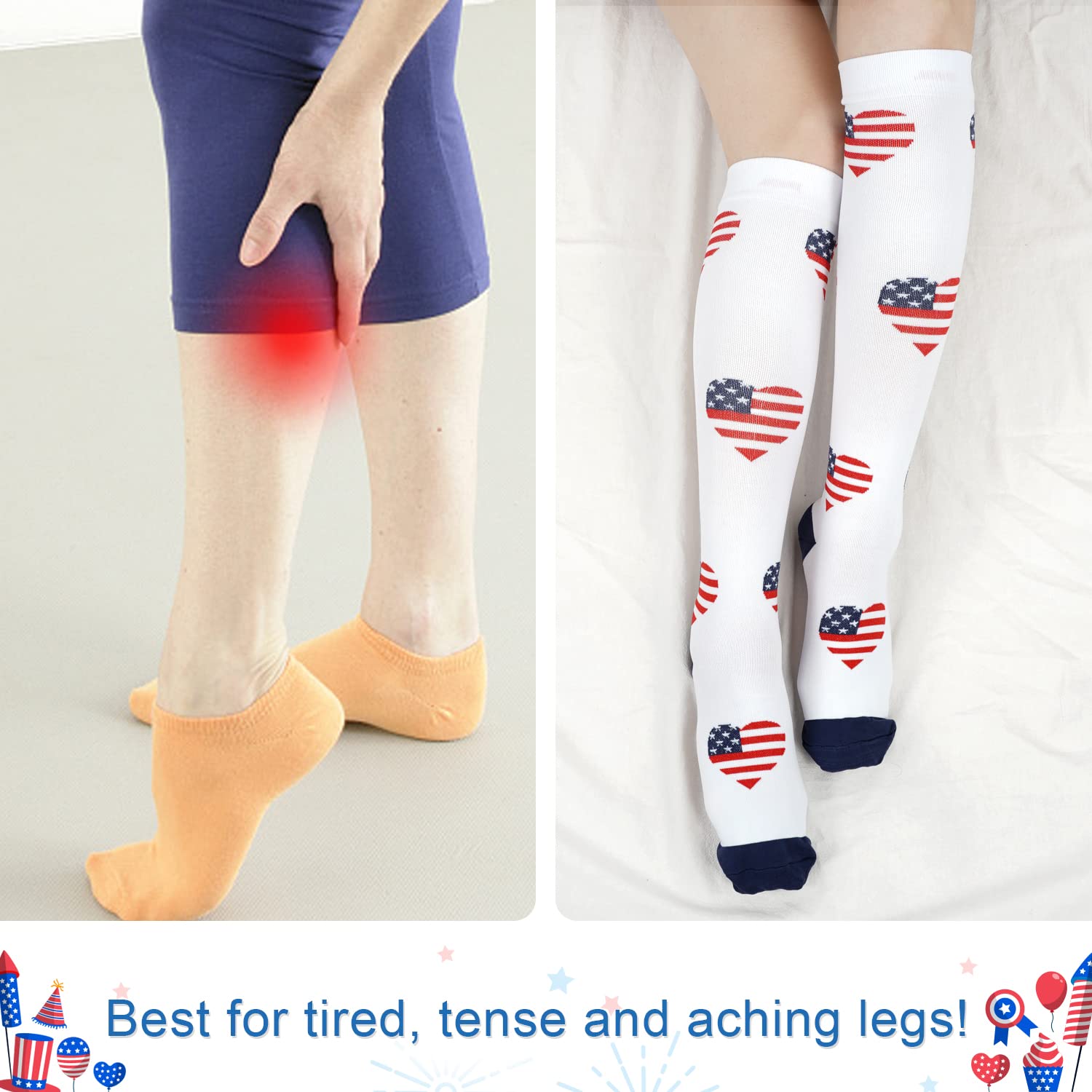 Junely Women's Compression Socks - Knee High Support Socks for Running, Nursing, Pregnancy & Travel - Breathable & Comfortable for All-Day Wear at Work, Gym or Outdoor Activities