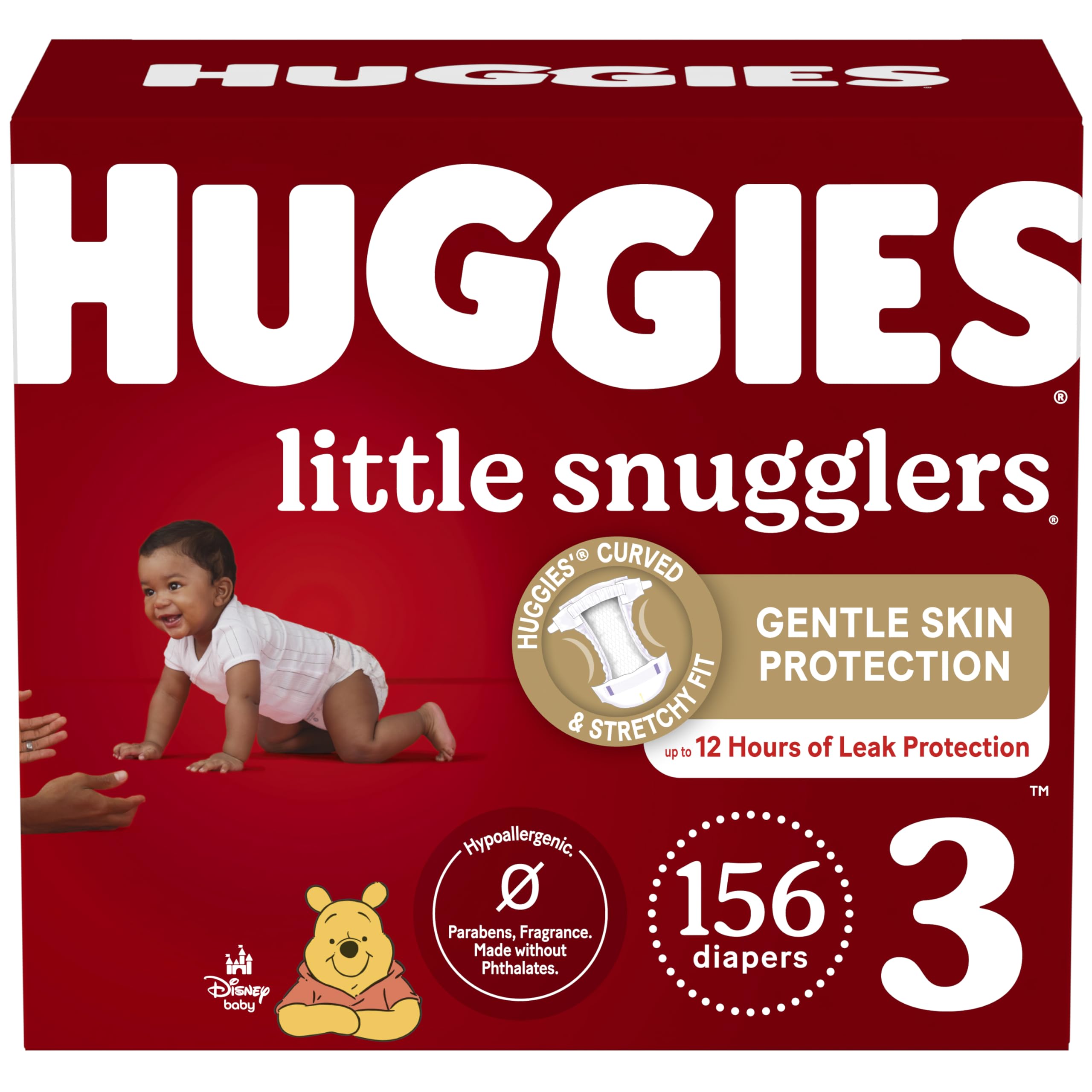 **Huggies Little Movers & Little Snugglers Size 3 Disposable Baby Diapers – Mega Colossal Pack (136 Count) & One Month Supply (156 Count) – Ultra Absorbent for Active Babies – Day & Night Comfort**    *(Perfect for Playtime, Naptime, and Overnight Protection – Soft, Leak-Proof, and Hypoallergenic for Sensitive Skin)*