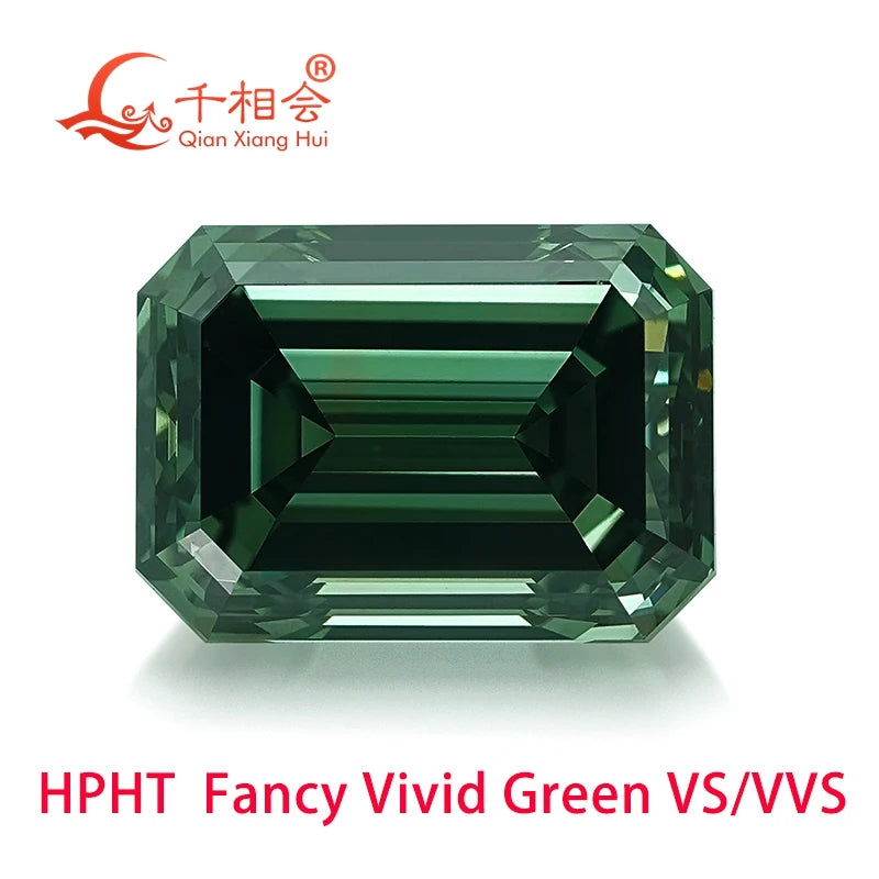 HPHT Lab-Grown Diamond - 0.5ct & 1.6ct Fancy Vivid Green Emerald Cut - VVS/VS Clarity - GEMID Certified Loose Stone for Jewelry Making & Engagement Rings