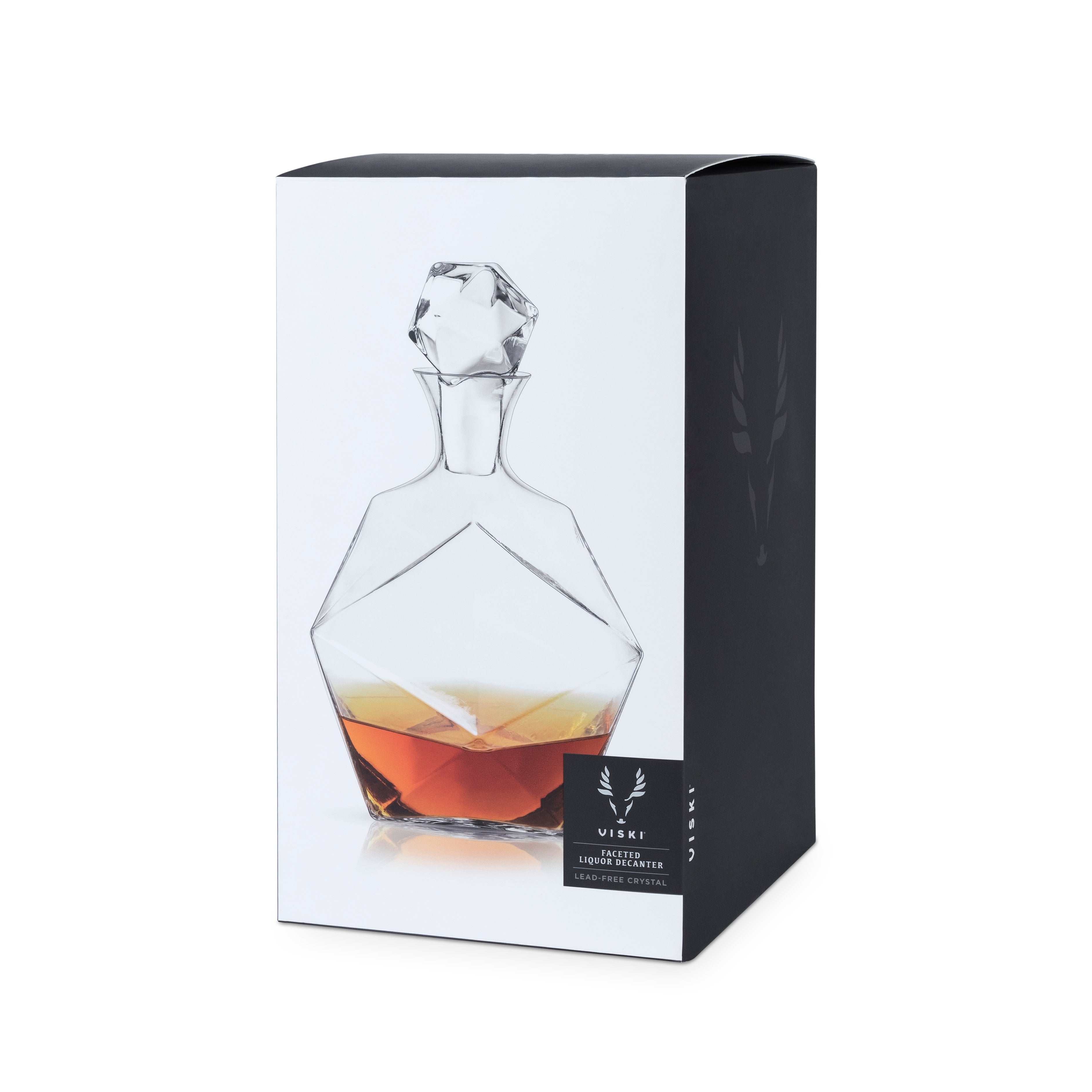 Elegant Seneca Faceted Crystal Liquor Decanter Set - Premium Glass Whiskey & Wine Decanter with Geometric Cut Design - Perfect for Home Bar, Dinner Parties & Gift Giving