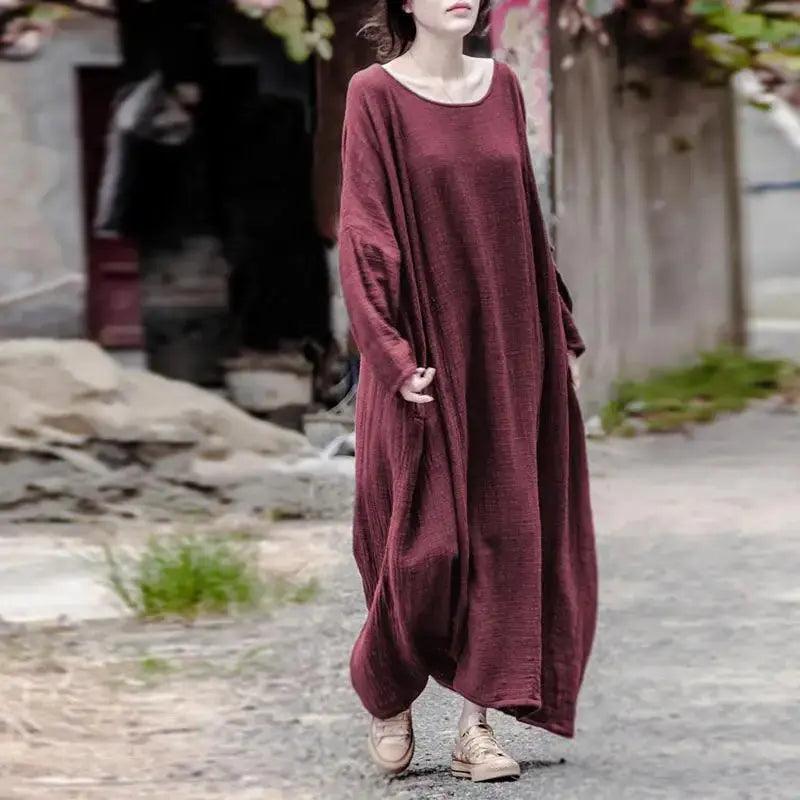 Stylish Oversized Women's Linen Dress - Loose Fit Robe Dress for Summer, Beach & Lounge Wear - Comfortable Boho Maxi Dress for Casual Outings & Vacation