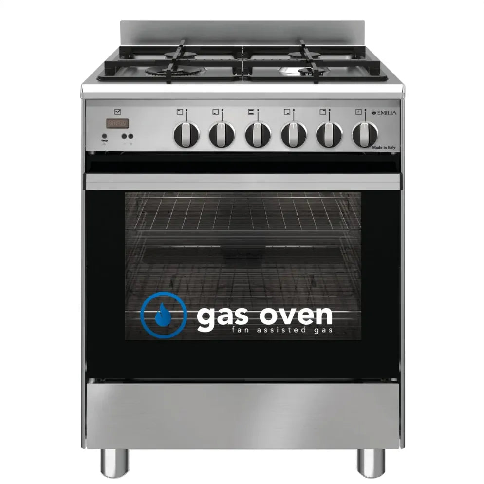 Emilia EM664GG 60cm Italian Stainless Steel Gas Stove - Professional Grade Cooktop for Home Kitchen | Special Order | Perfect for Italian Cooking, Baking & Entertaining