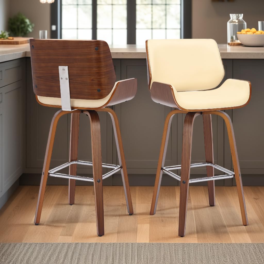 Armen Living Tyler Mid Century Modern Swivel Bar Stool - 26