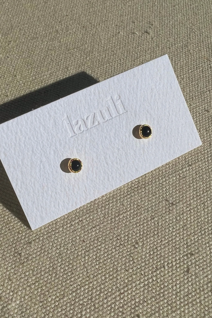 Minimalist Black Onyx Stud Earrings for Women - Elegant Simple Jewelry for Everyday Wear, Office & Date Night