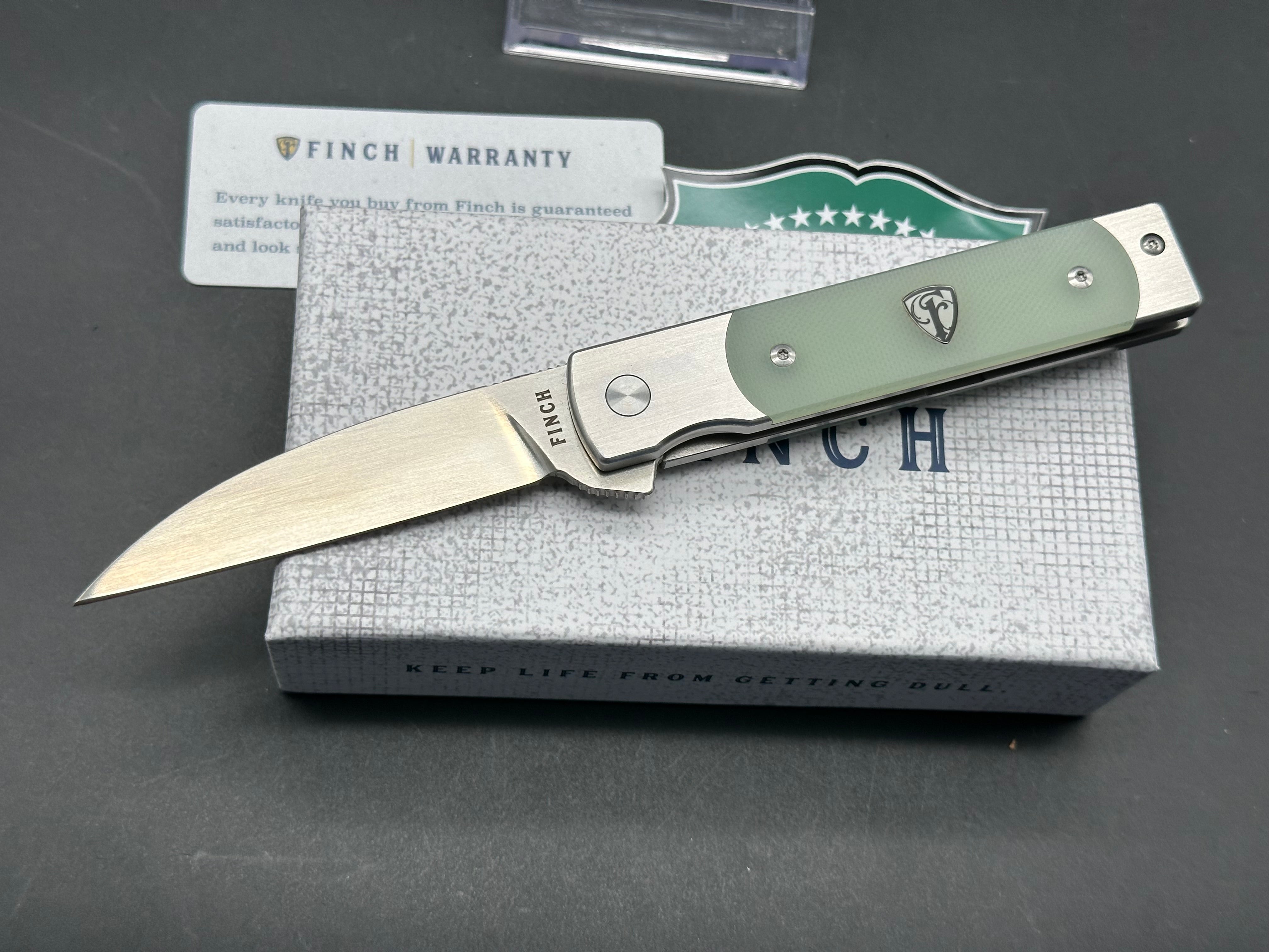 Finch Knives HOLLIDAY Ghost Folding Pocket Knife - Translucent G10 Handle, EDC Utility Blade for Camping, Hiking & Outdoor Adventures