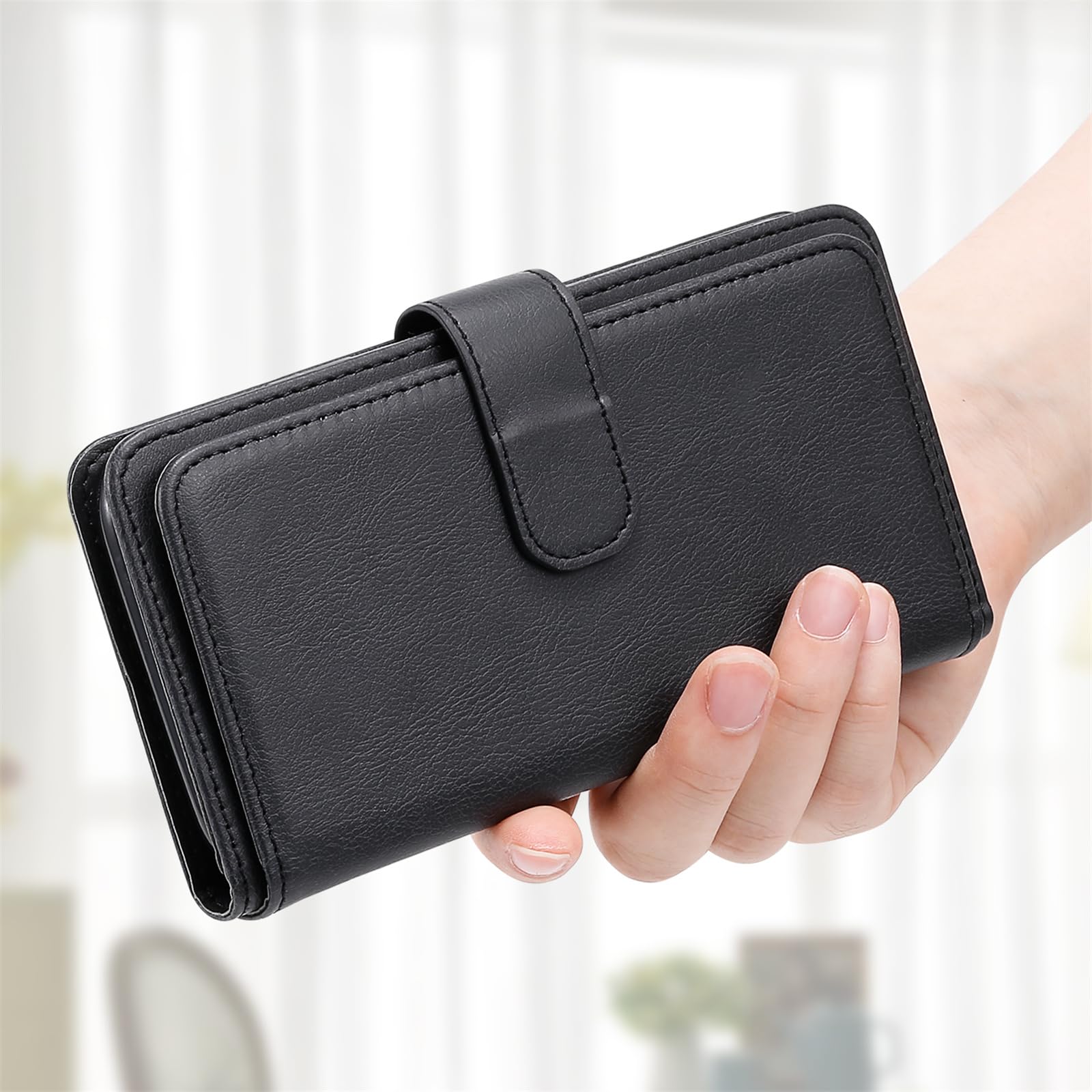 XYX PU Leather Wallet Case for Oppo Find X5 Lite - Slim Flip Cover with 10 Card Slots & Kickstand | Protective Phone Case for Everyday Use, Business Travel & Hands-Free Viewing (Black)