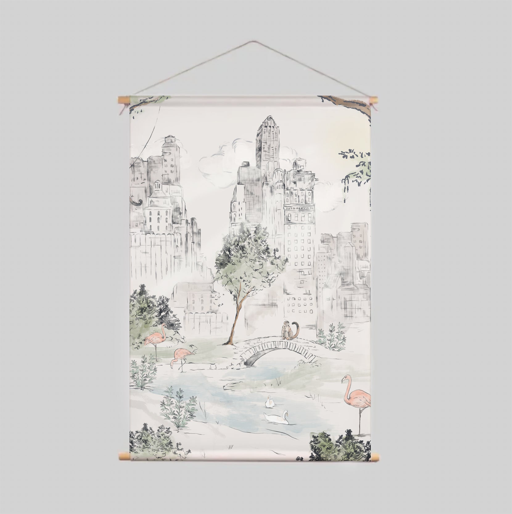 Central Park Textile Poster - Off White Wall Art for Living Room, Bedroom & Office Decor