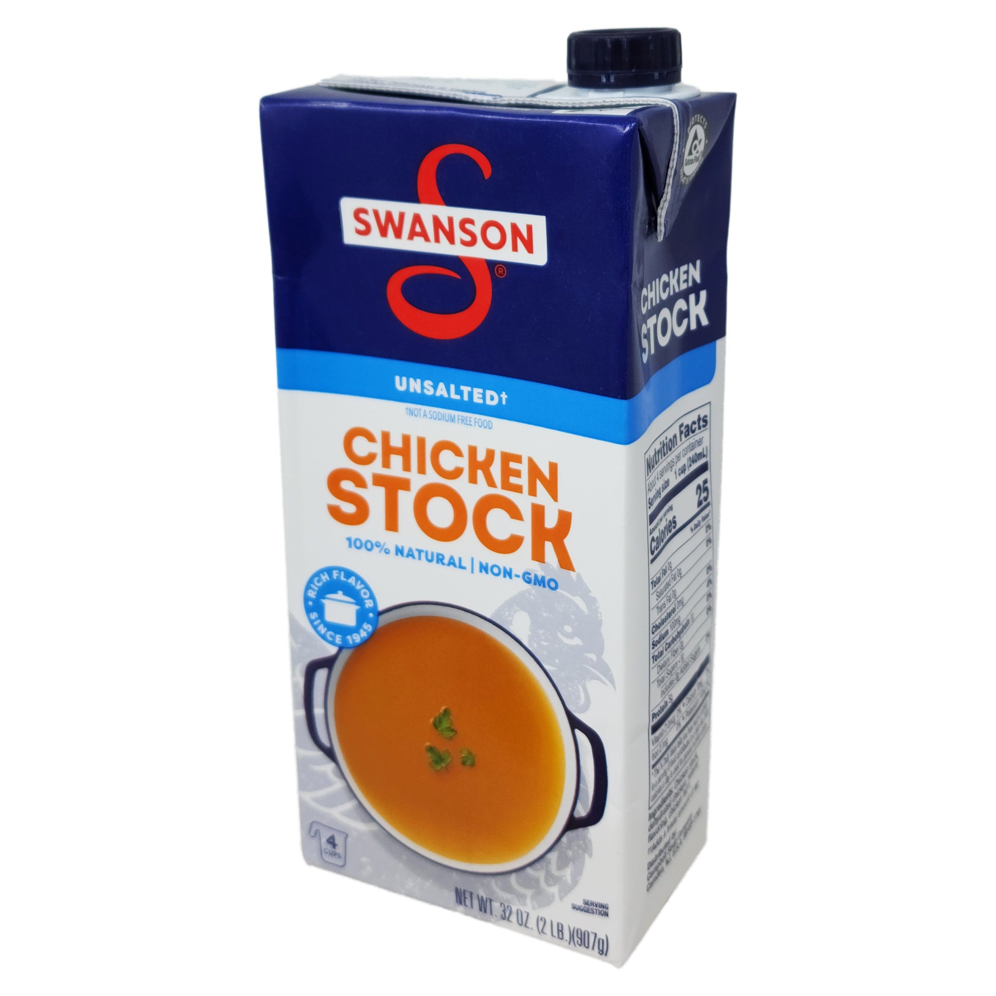 Swanson's Unsalted Chicken Broth 32oz - All Natural, Gluten Free, Keto Friendly - Perfect for Soups, Stews, and Homemade Recipes