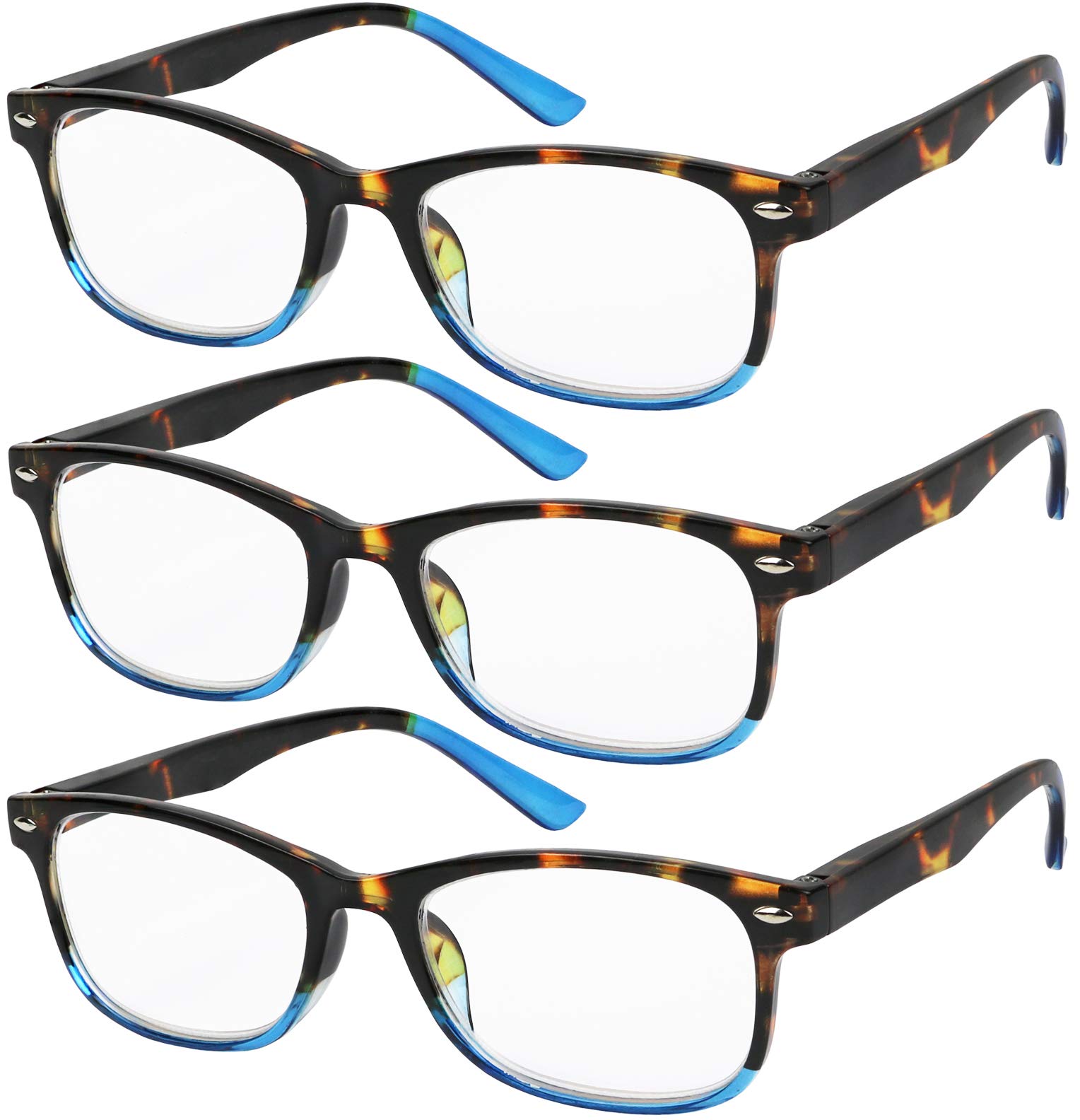 Success Eyewear Reading Glasses Set of 3 - Lightweight Spring Hinge Readers for Men & Women (+1.00 to +3.50 Strength) - Perfect for Reading Books, Computer Work & Daily Use