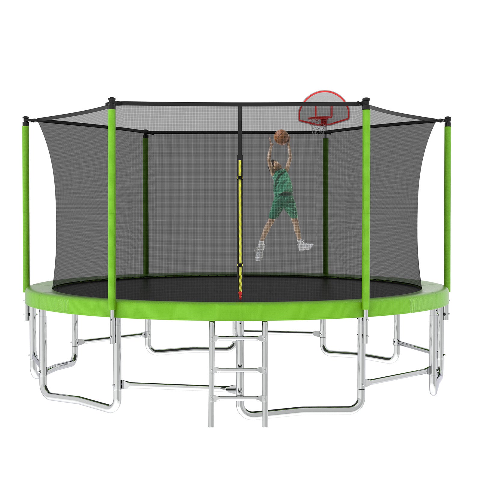 16FT Trampoline with Safety Enclosure Net, Balance Bar & Basketball Hoop - ASTM Approved Heavy-Duty Outdoor Trampoline for Kids & Adults - Perfect for Backyard Fun, Exercise & Family Bonding