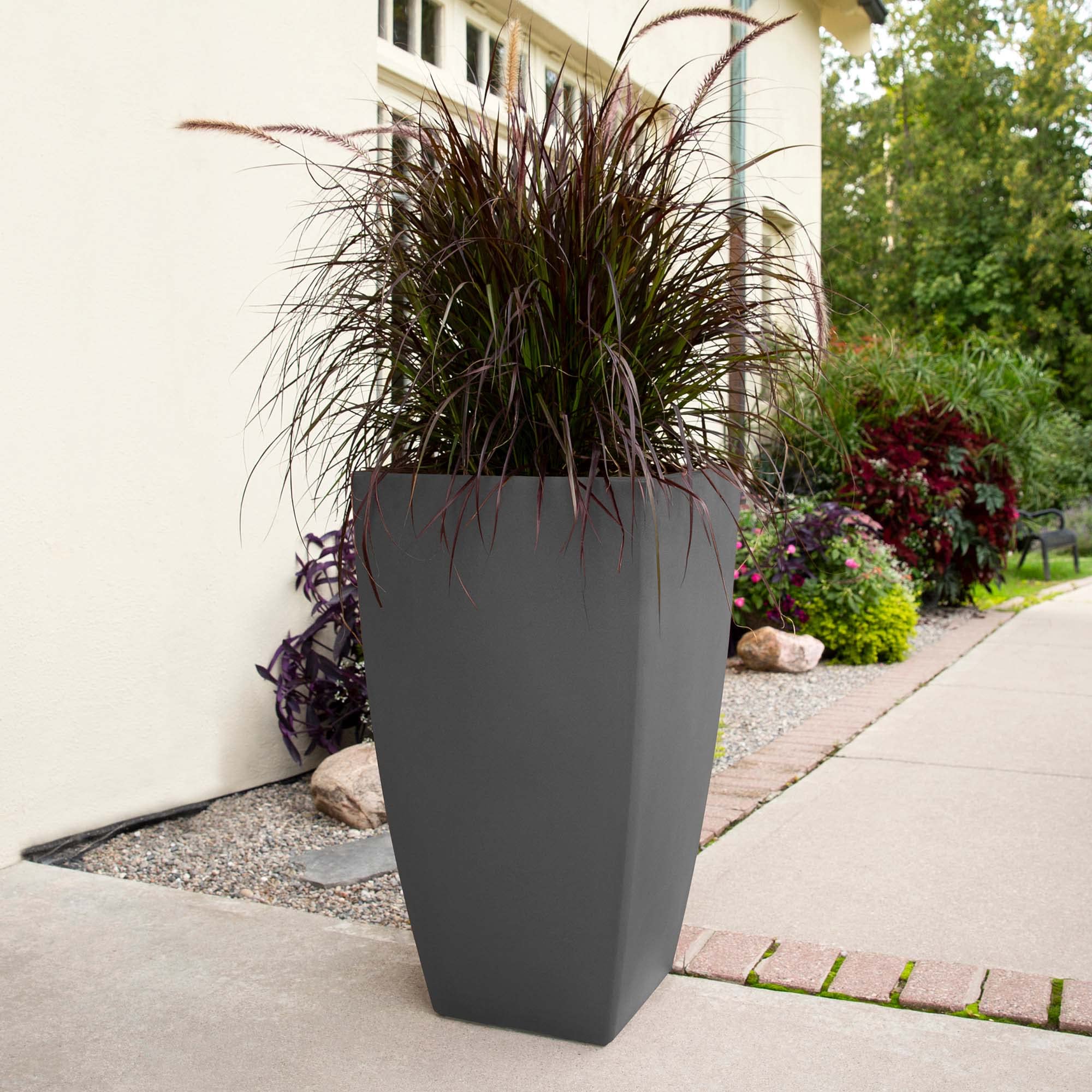 Mayne Kobi 32-Inch Tall Self-Watering Flower Planter - Weather-Resistant Indoor/Outdoor Garden Pot for Patio, Porch, Entryway - Perfect for Home Decor, Landscaping & Gift Ideas