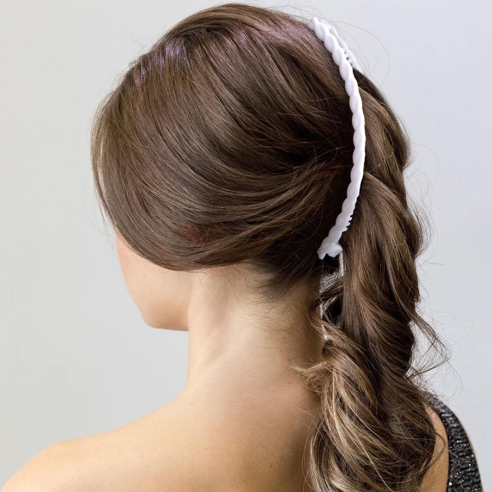 3pcs Banana Hair Clips for Women - Non-Slip Large Hair Claw Clips with Double Combs for Thick, Thin, Fine, Straight, Curly, Long & Short Hair - Brown, Black & White - Perfect for Work, School, Gym & Everyday Styling