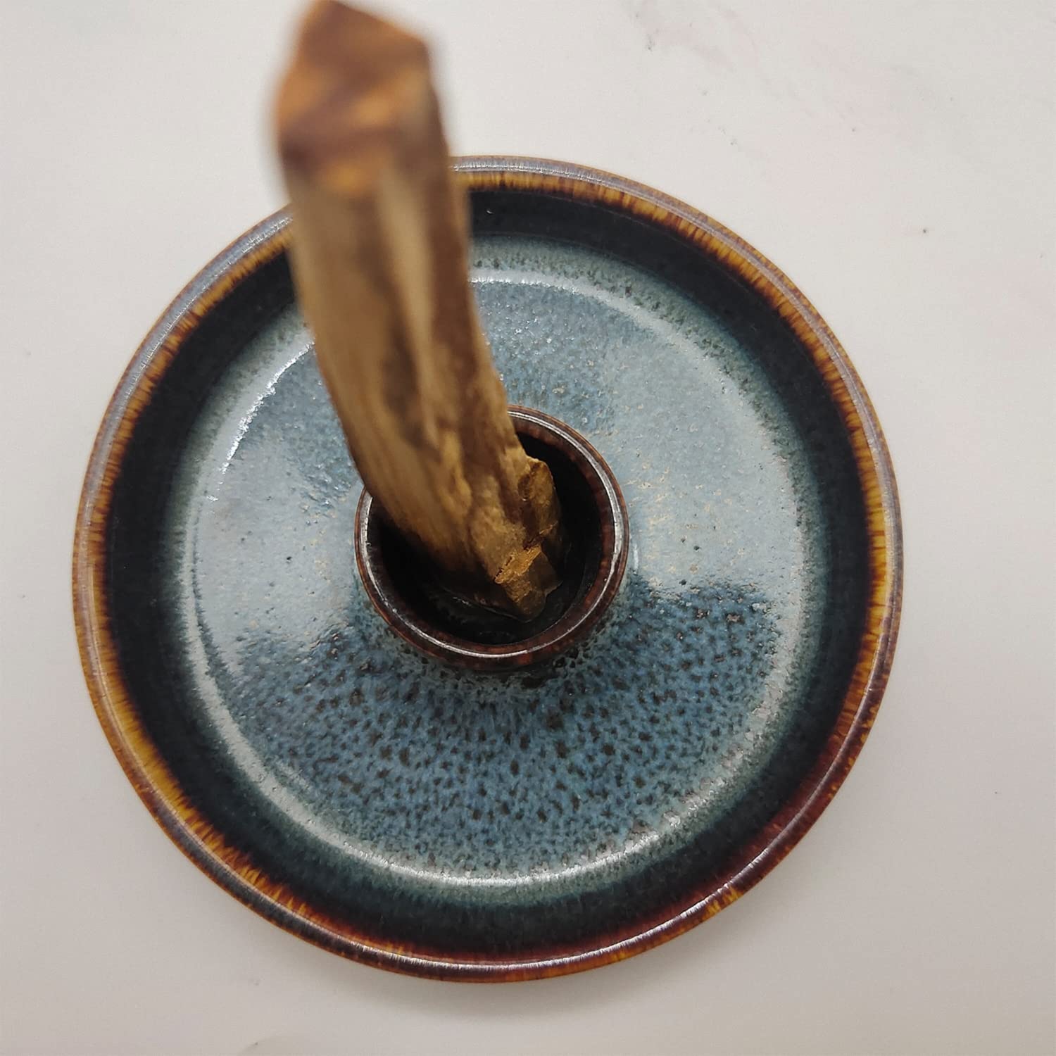 Ceramic Palo Santo Holder for Burning Sticks - Blue Palo Santo Burner & Incense Stick Stand - Perfect for Meditation, Yoga, and Aromatherapy at Home