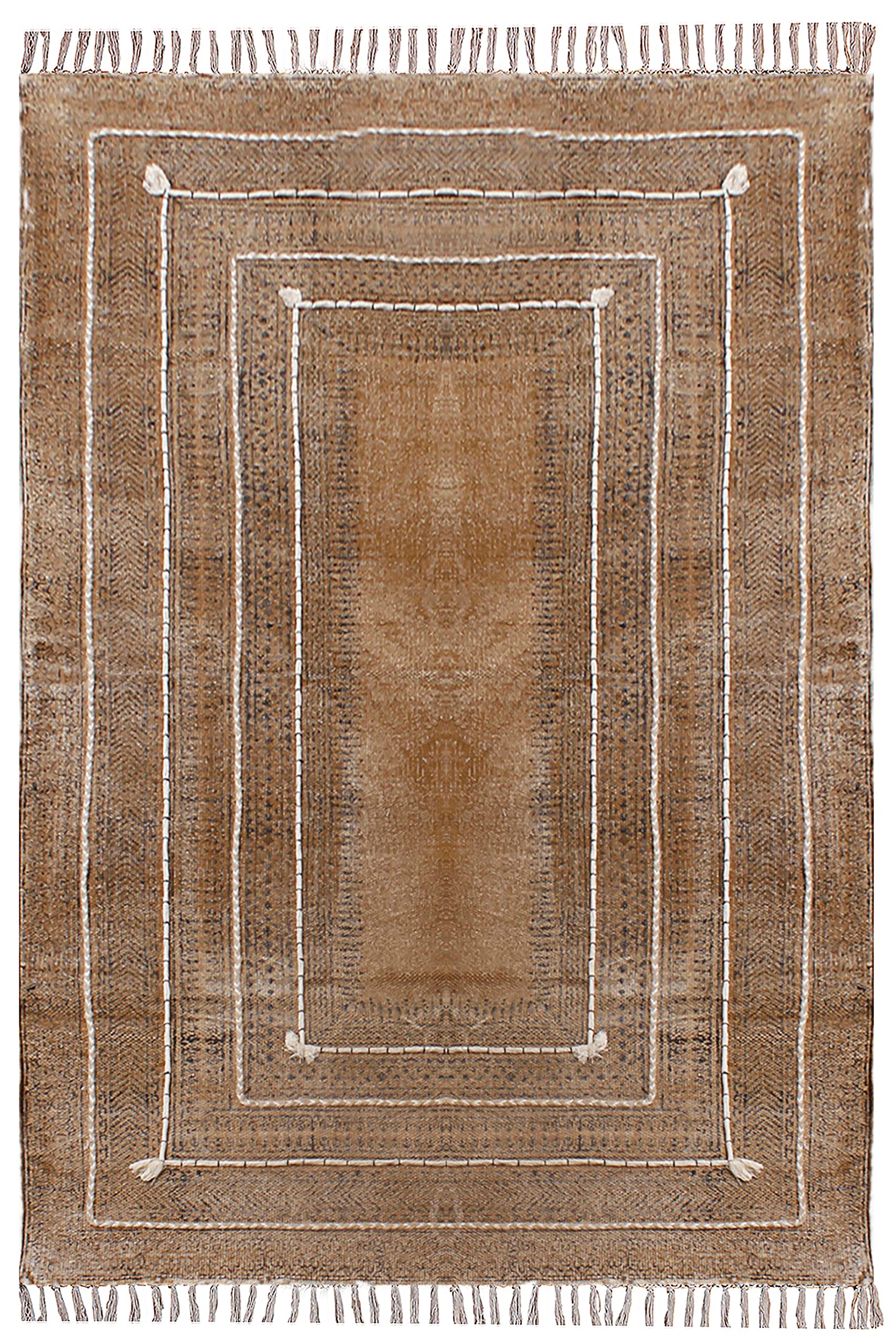 4x6 Kilim Area Rug - Handmade Boho Geometric Cotton Flatweave Rug in Bronze & Black - Easy Washable for Small Spaces - Perfect for Bedroom, Living Room, Kitchen, Bathroom & Laundry Room Decor
