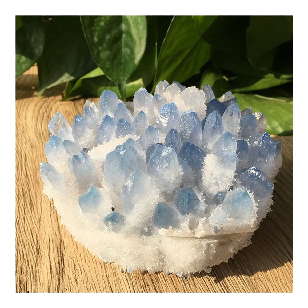 Natural Blue Quartz Crystal Cluster - 400-450g Freeform Reiki Healing Stone for Home, Office & Aquarium Decor | Spiritual Decor, Feng Shui, Meditation & Energy Healing Accessories