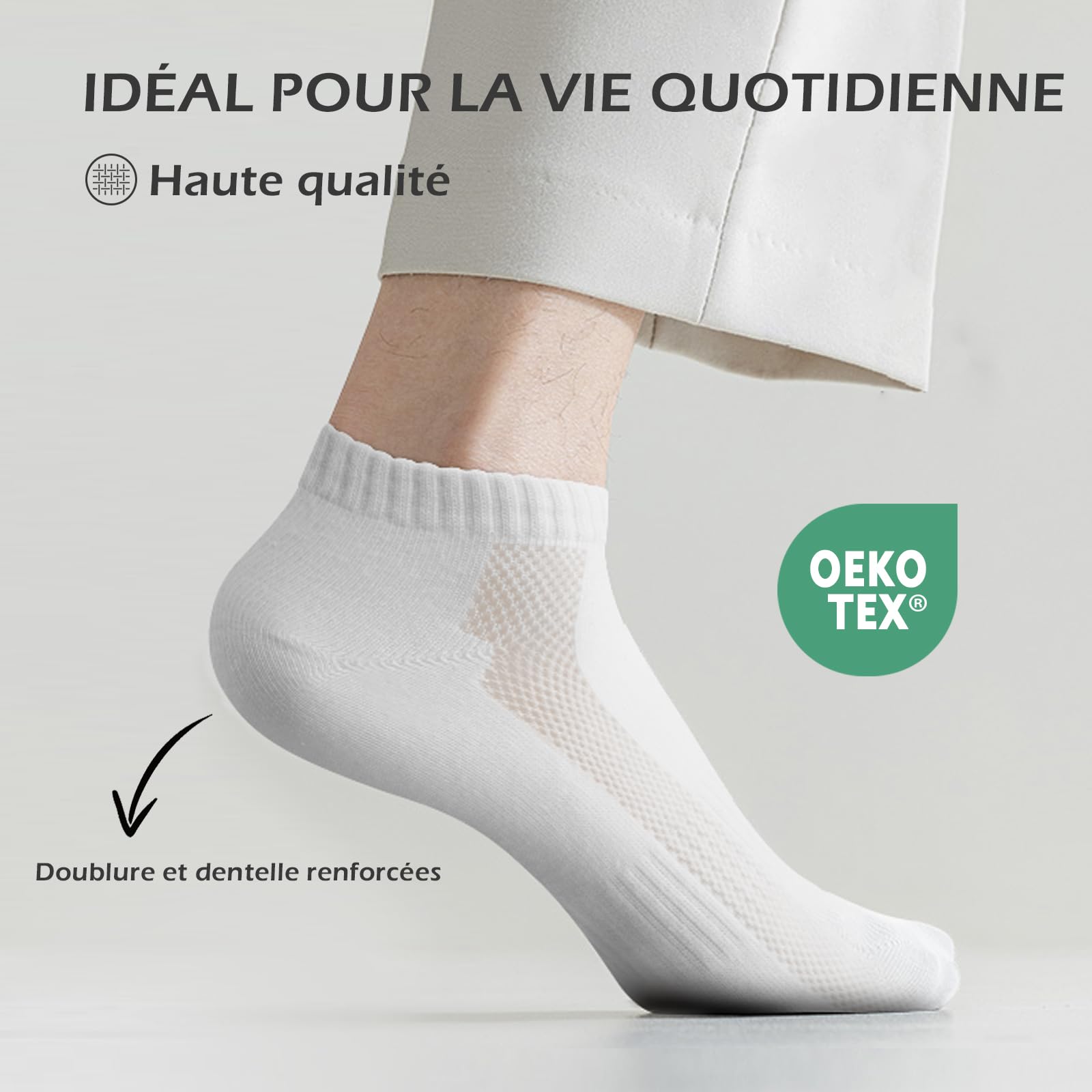 QINCAO Men's & Women's Athletic Socks - 6 Pairs Low-Cut Cotton Sports Socks - Breathable Running Socks for Gym, Workout & Daily Wear